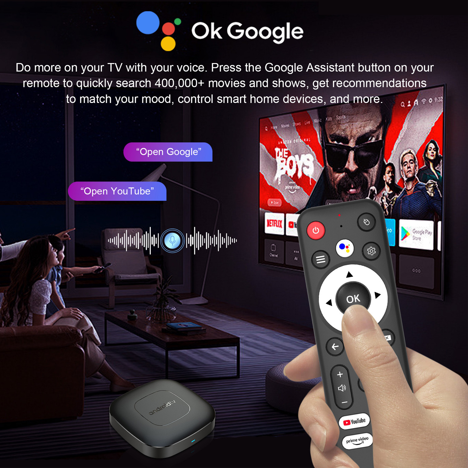 Image of MOOZMOB Smart Android TV Box 4K HD Android TV Box, 4GB RAM, 32GB, WiFi Support, HDR, Smart TV Stick OTT Box All TVs (Enabled with HDMI Port) Remote Controller