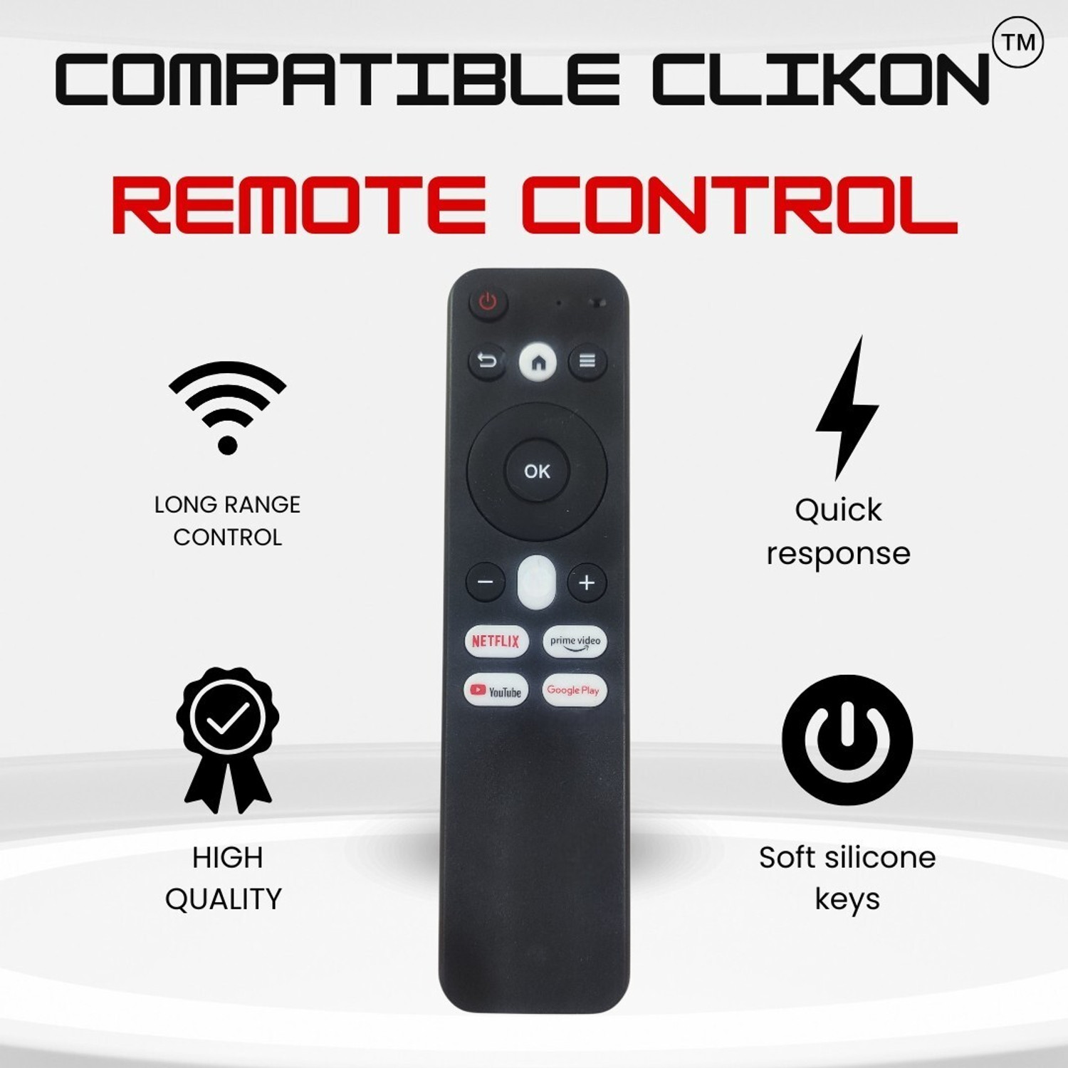 Image of clikon Remote control ( without voice) Compatible Thomson FA series Blaupunkt Cybersound G2 HD ready Smart Android Televsion Remote Controller