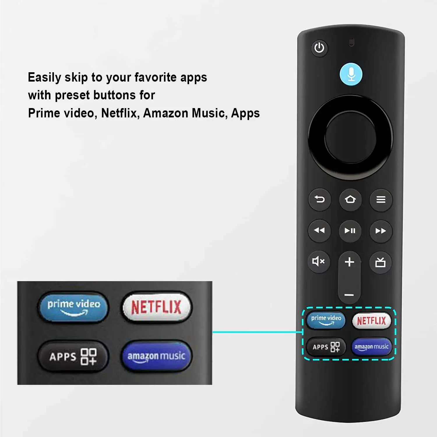 Image of Crystonics AF-V3 Amazon Fire TV Stick Remote Control Compatible for Amazon 3rd Generation Fire TV Stick Alexa Voice Remote Controller
