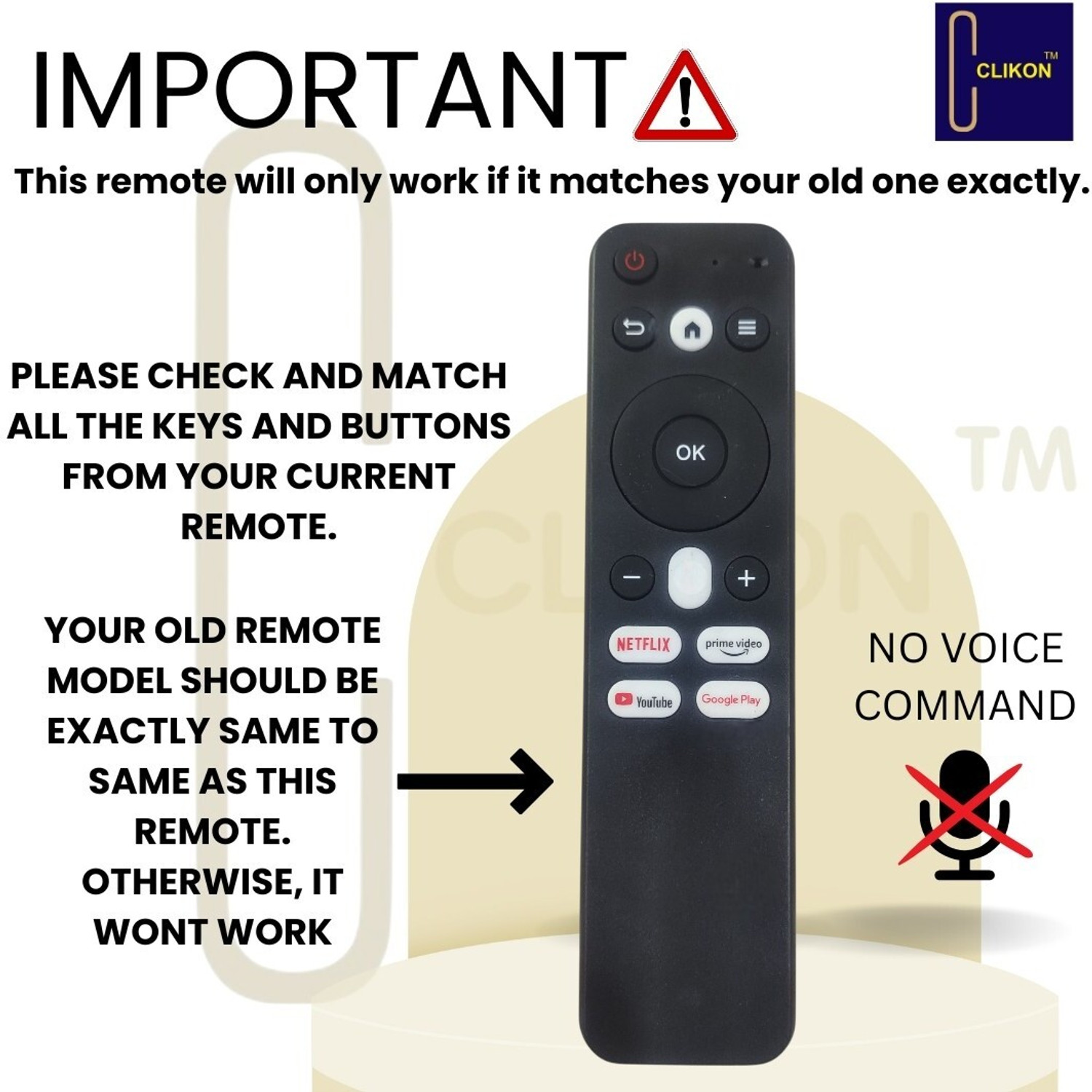 Image of clikon Remote control ( without voice) Compatible Thomson FA series Blaupunkt Cybersound G2 HD ready Smart Android Televsion Remote Controller