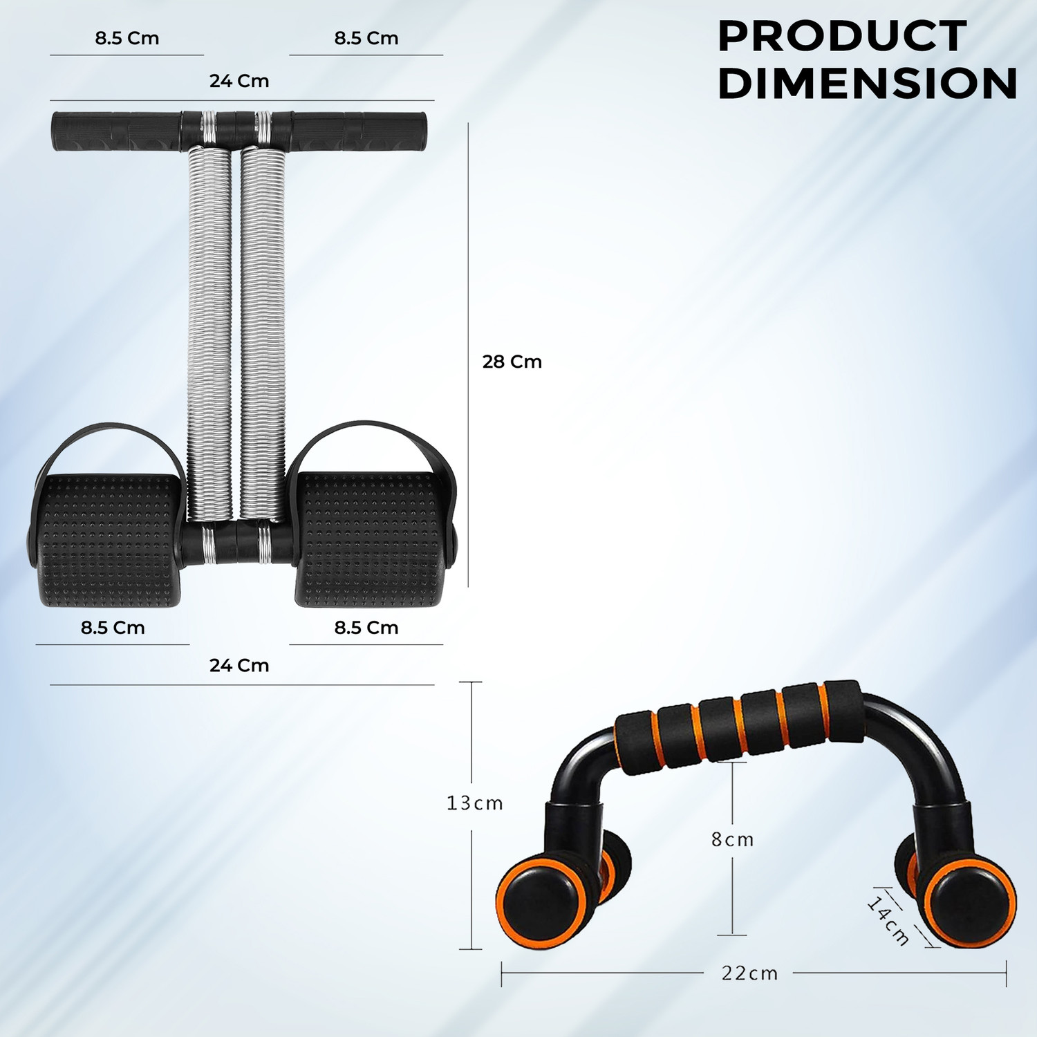 Image of QUICK FIT Double Toning Resistance Tube, Heavy Tummy Trimmer, Pushup Bar & Ab Roller Combo Resistance Tube