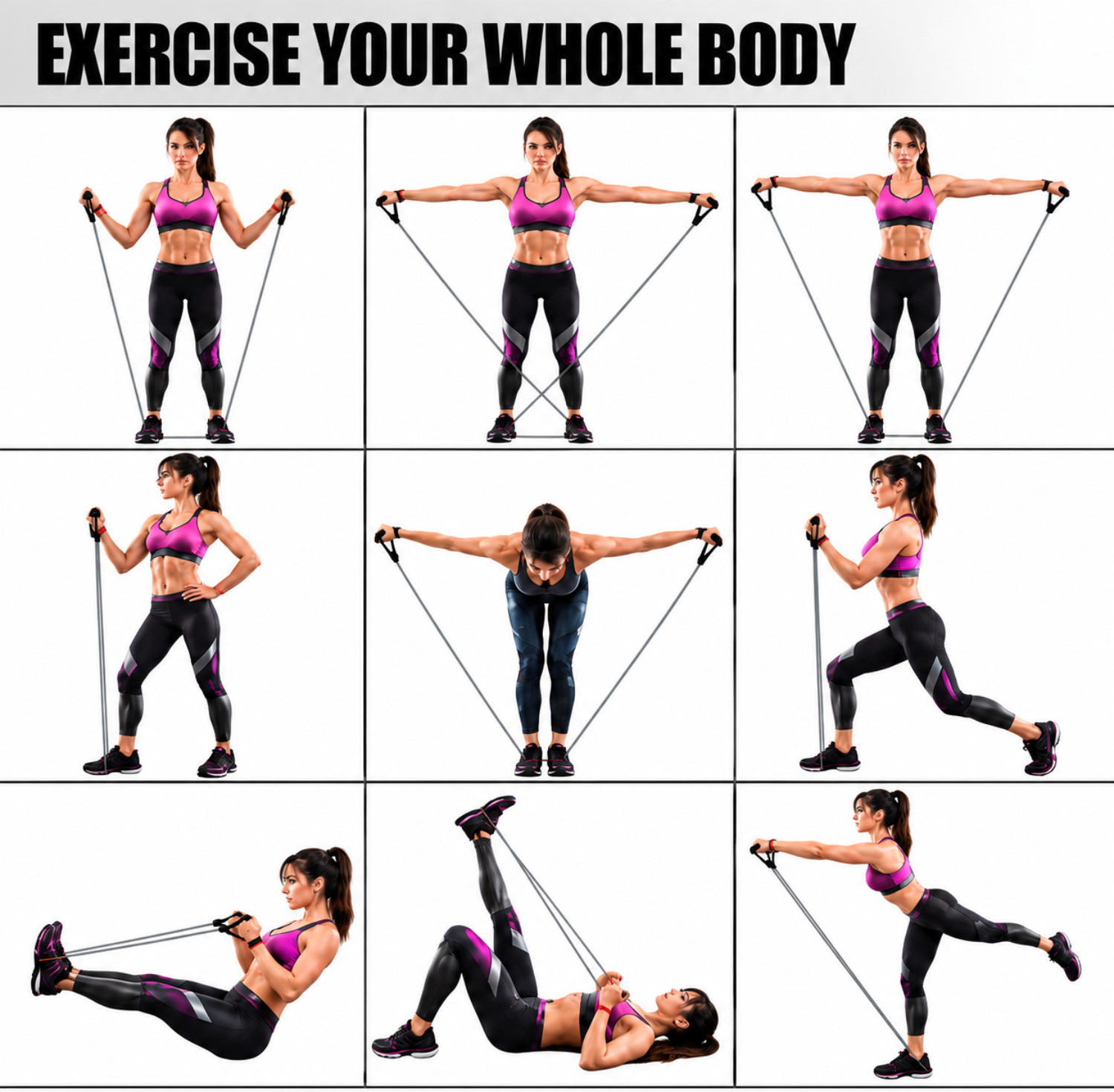 Image of Shopeleven Double band resistant band for pull rope toning tube for full body exerciser Fitness Band