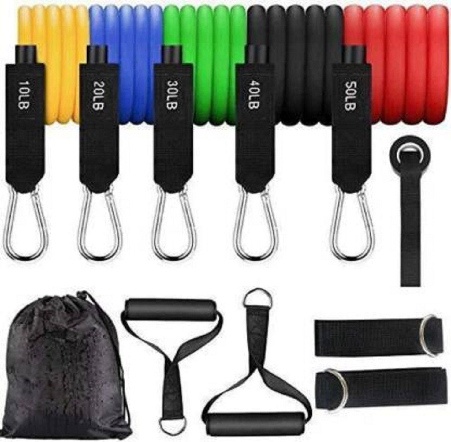 Image of xwipe POWER RESISTANCE BANDS Rubber Tube with Door Anchor and Hook Resistance Tube