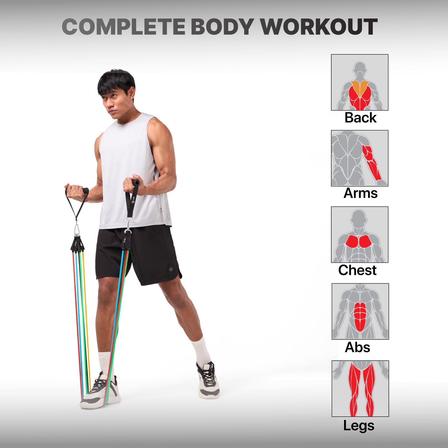 Image of Cult Resistance Bands Set of 11 with Handles, Ankle Straps & Carry Bag Resistance Tube