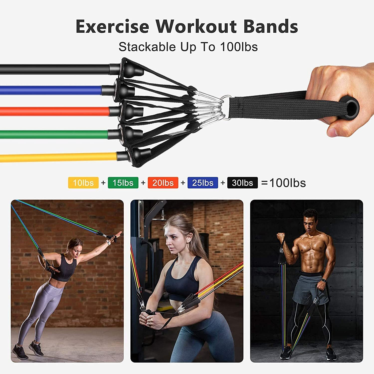 Image of Fita 11-in-1 Premium Resistance Tube Set, 150 lbs Home Gym Exercise Resistance Tube