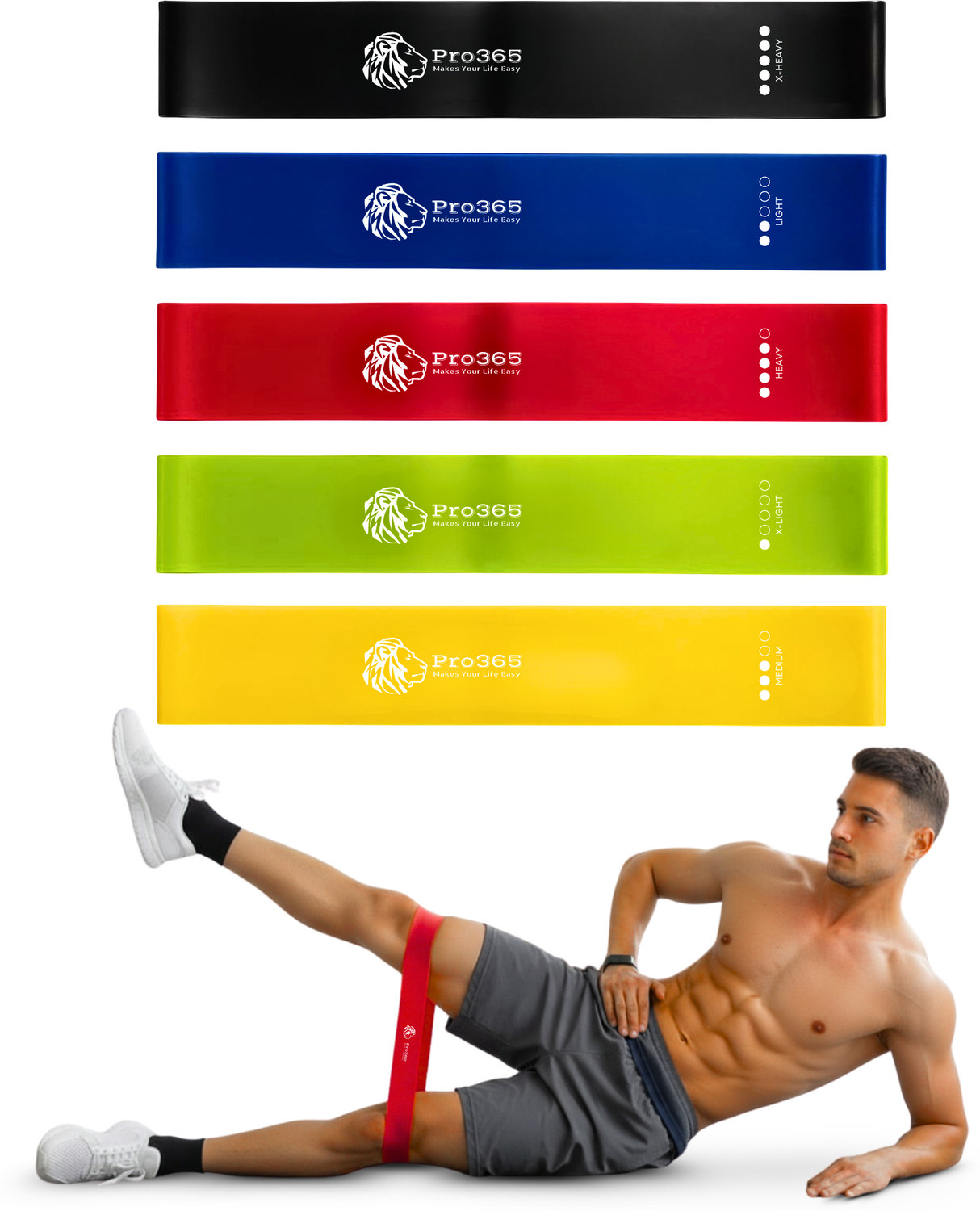 Image of PRO365 Latex Mini Loop Bands Medium Resistance | Stretching, Toning & Workout Bands Resistance Tube