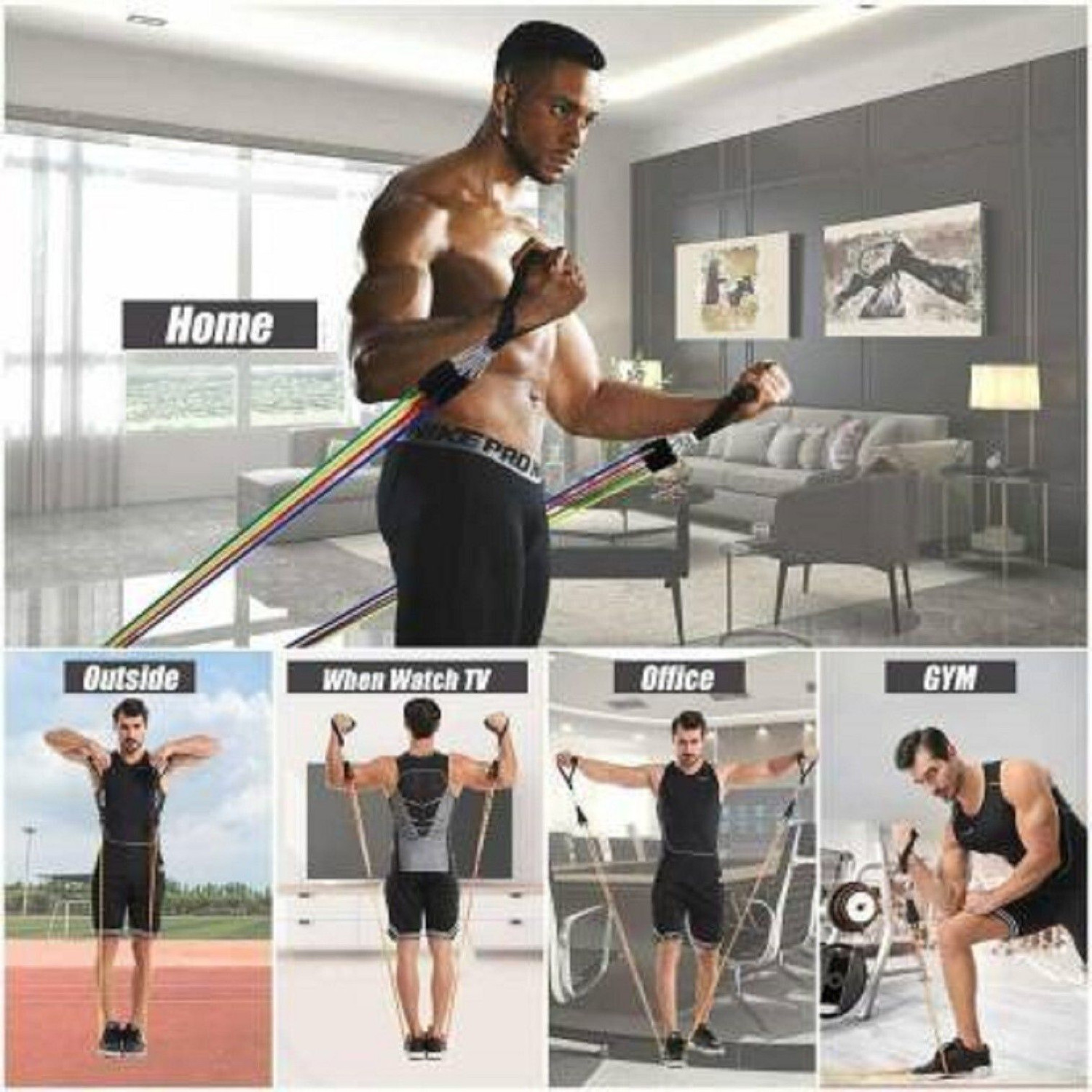 Image of xwipe POWER RESISTANCE BANDS Rubber Tube with Door Anchor and Hook Resistance Tube