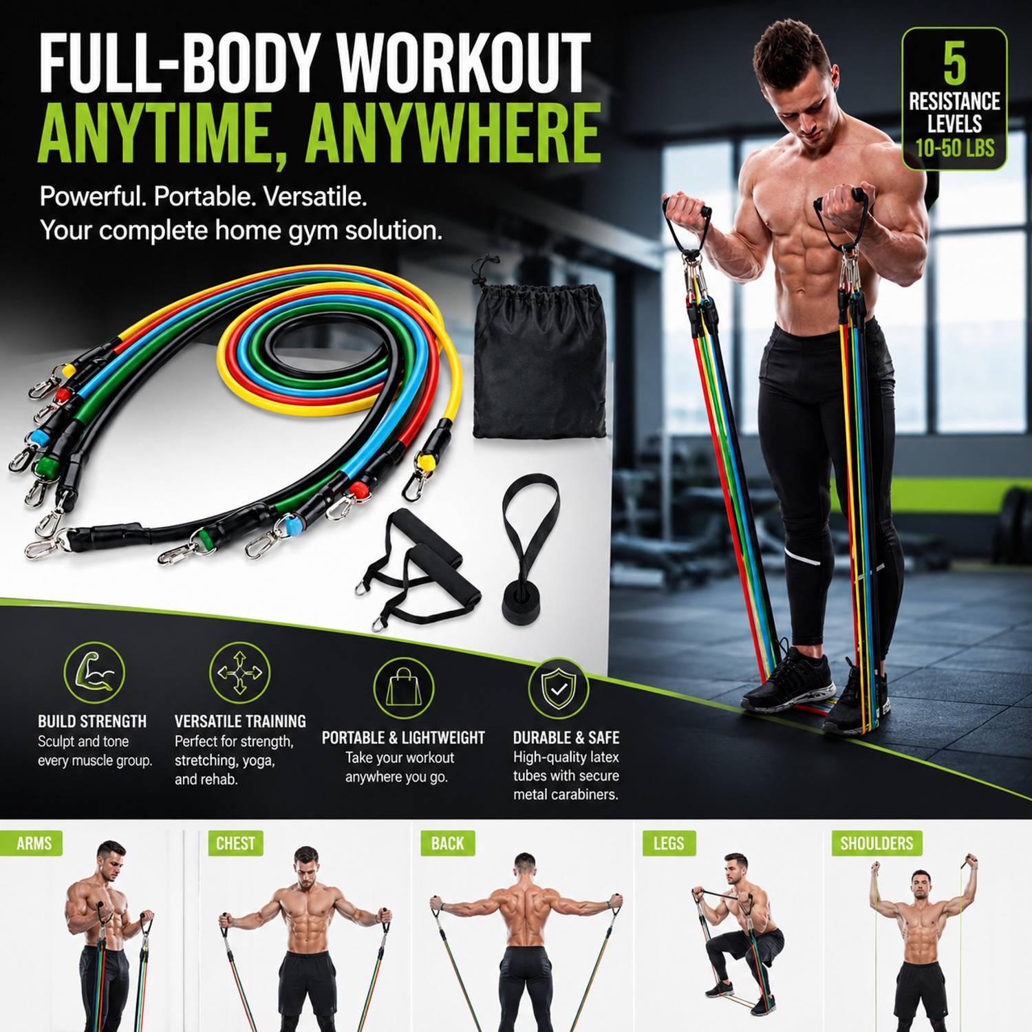 Fitness Scout 5 PCS Resistance Bands - Image 5