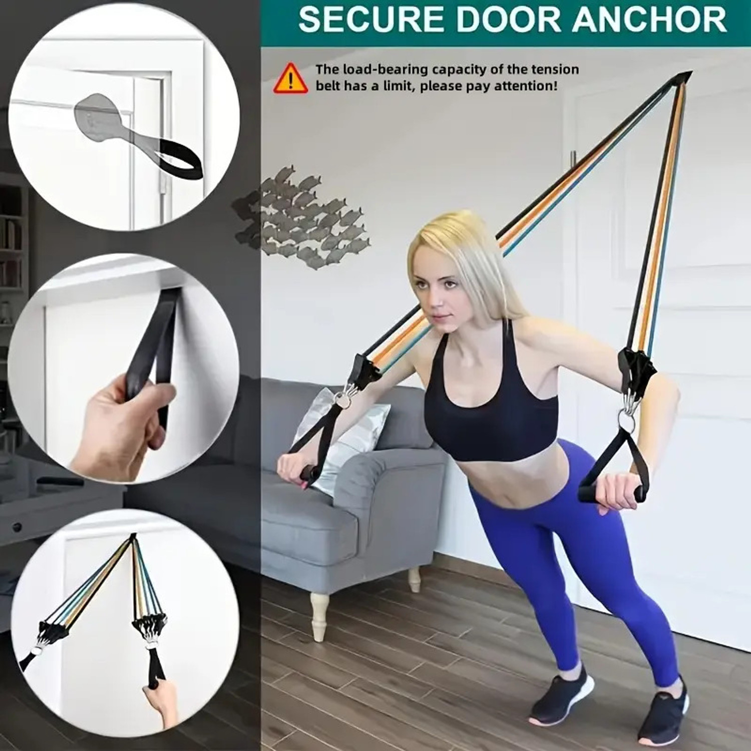 Image of Fitness Scout Resistance Bands Set for Exercise,Kit with Foam Handles,Door Anchor,Ankle Strap Resistance Tube