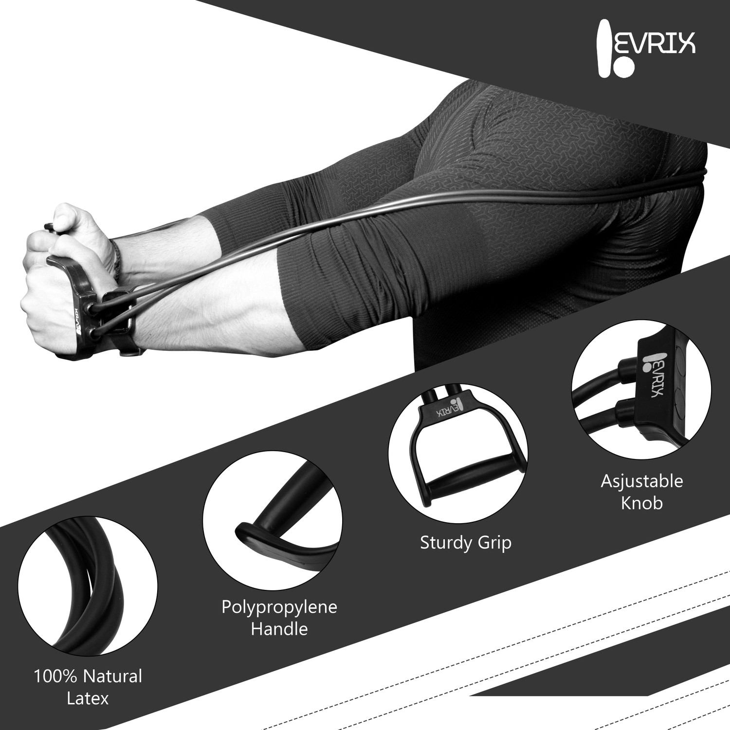 Image of LEVRIX Resistance Tube Band with Handles for Strength Training Workout Resistance Tube (Black)