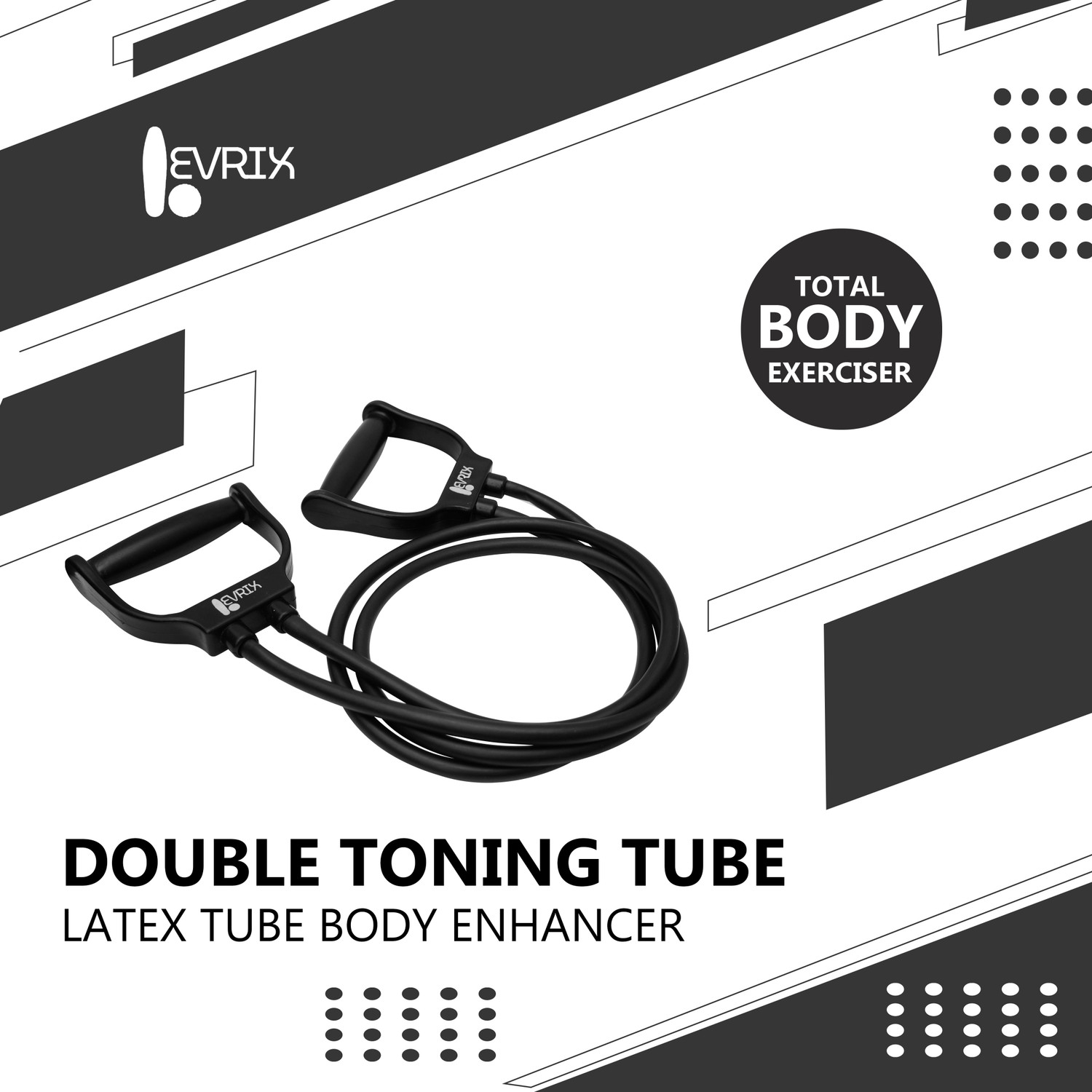 Image of LEVRIX Resistance Tube Band with Handles for Strength Training Workout Resistance Tube (Black)