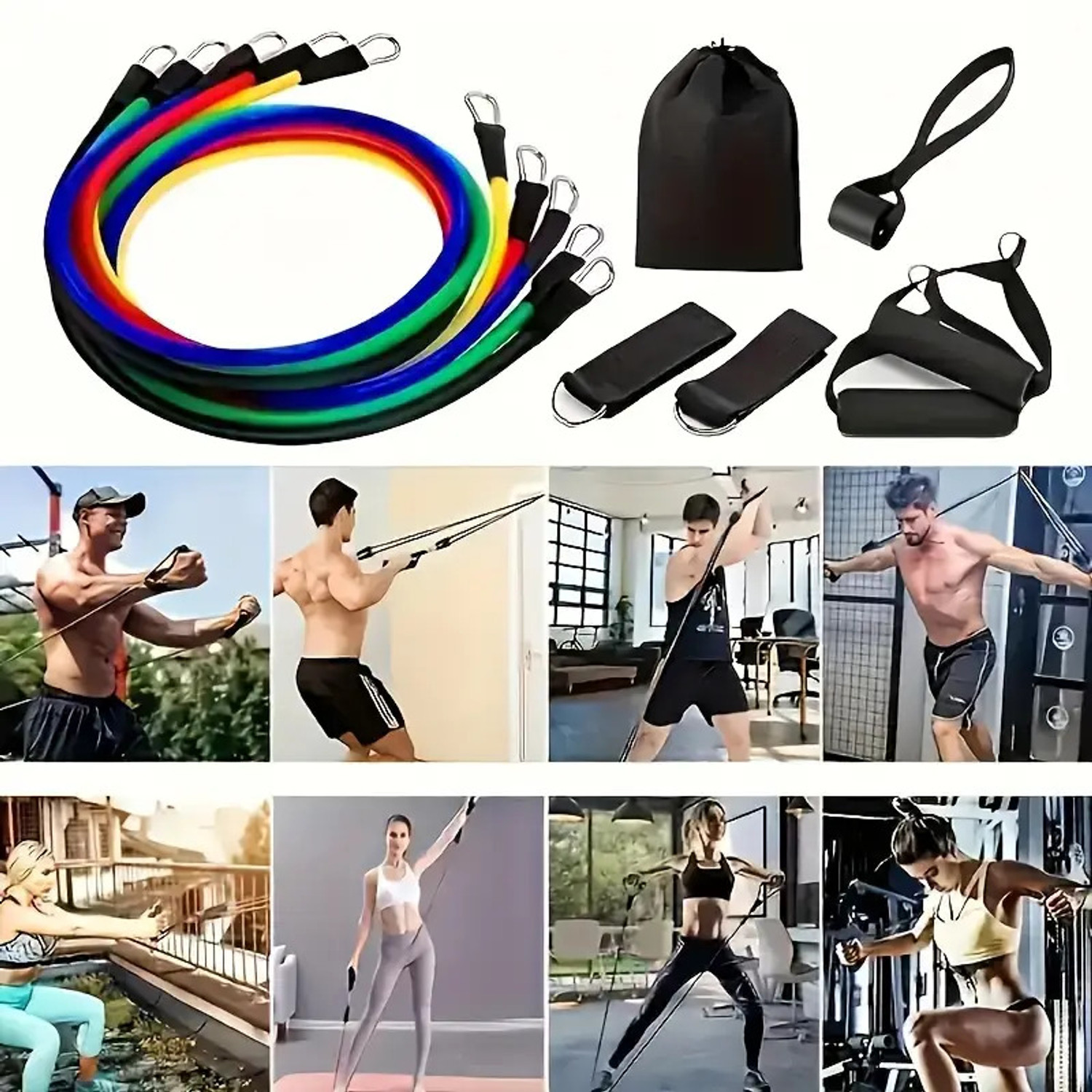 Image of Fitness Scout Resistance Bands Set for Exercise,Kit with Foam Handles,Door Anchor,Ankle Strap Resistance Tube