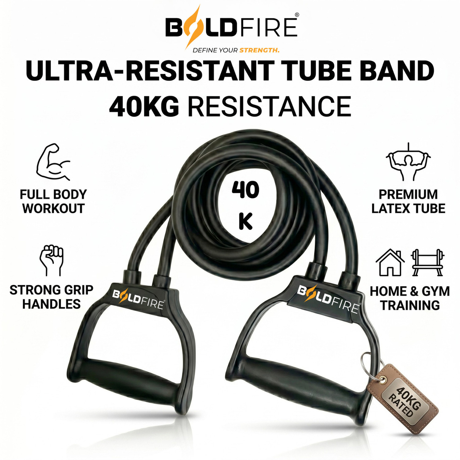 Image of BoldFire Double Toning Tube,Exercise & Stretching Resistance Band for Men & Women Resistance Tube