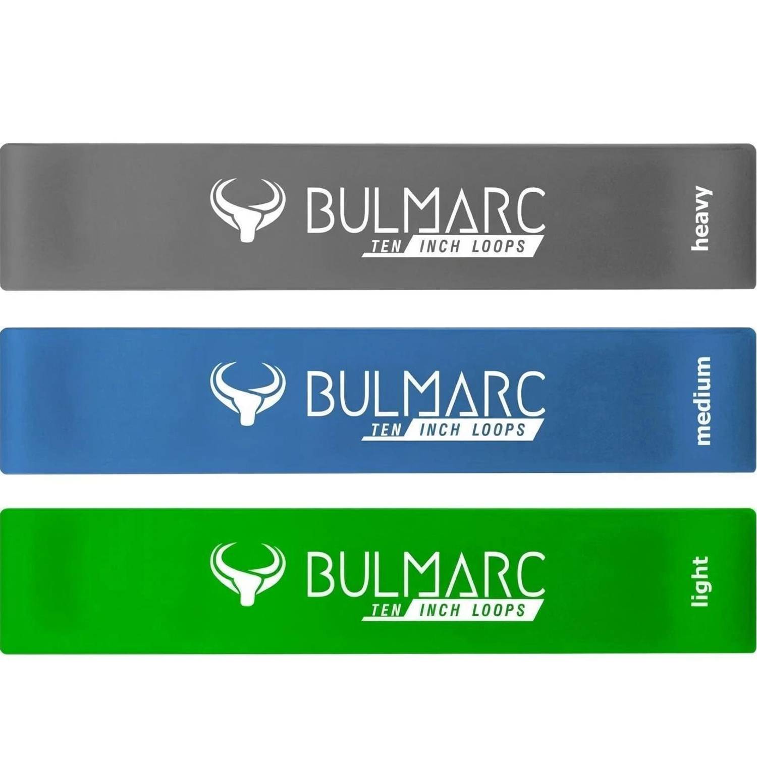 Bulmarc 10 Inches Set of Three Mini Loop Resistance Bands (Light Medium and Heavy) Resistance Tube