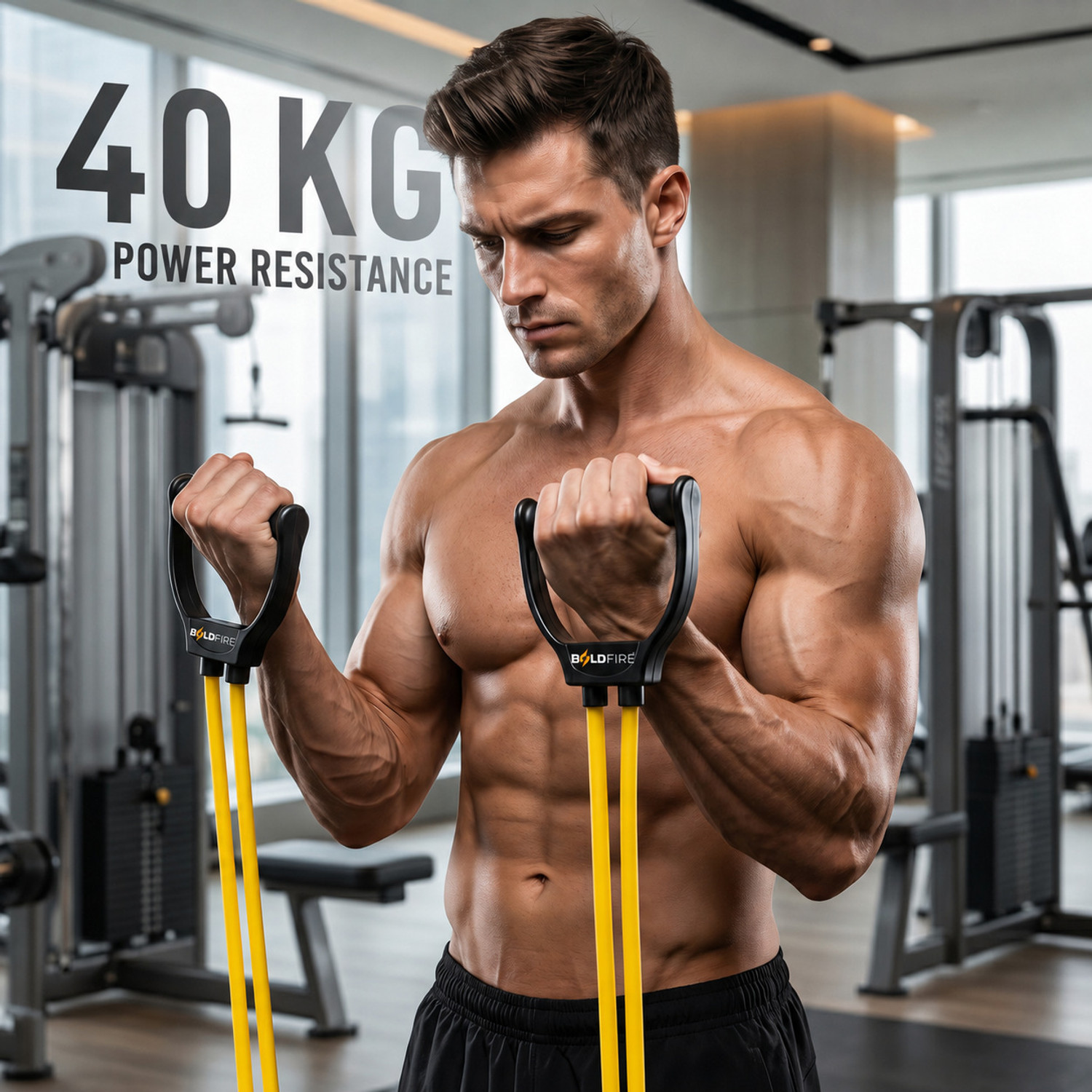 Image of BoldFire Resistance Tube with Foam Handles for Home Gym Workout, Strength Training Resistance Tube