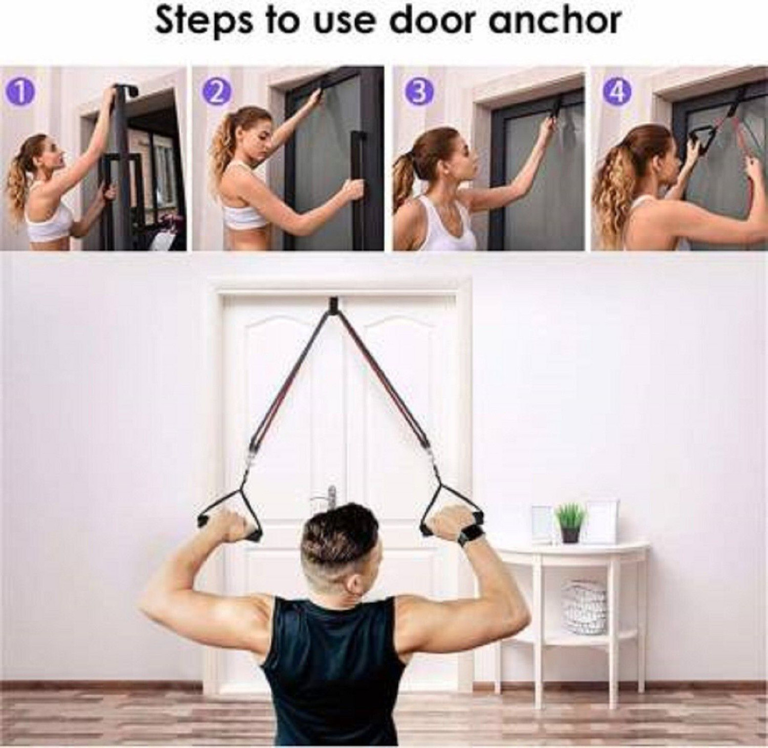 Image of xwipe POWER RESISTANCE BANDS Rubber Tube with Door Anchor and Hook Resistance Tube