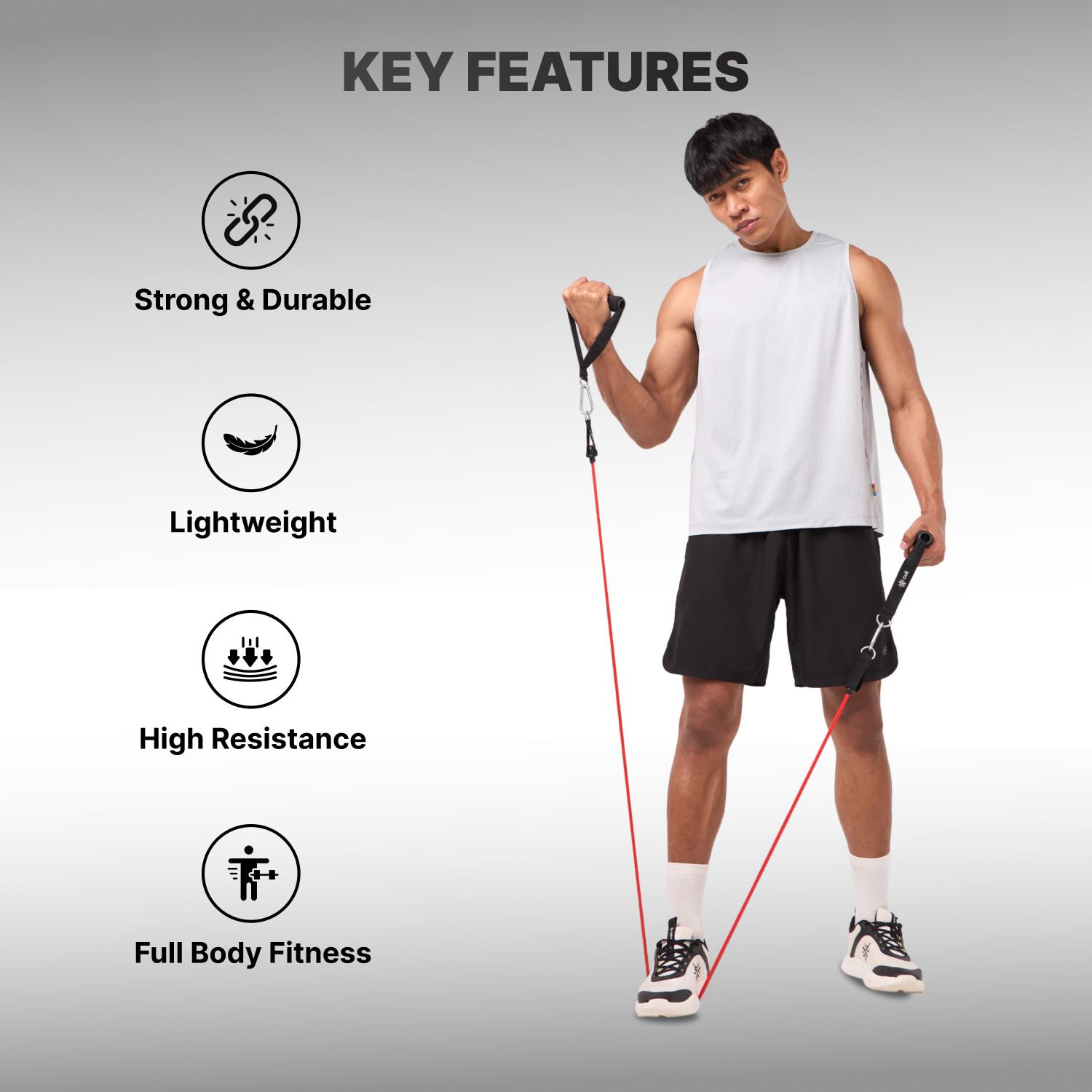 Image of Cult Resistance Bands Set of 11 with Handles, Ankle Straps & Carry Bag Resistance Tube