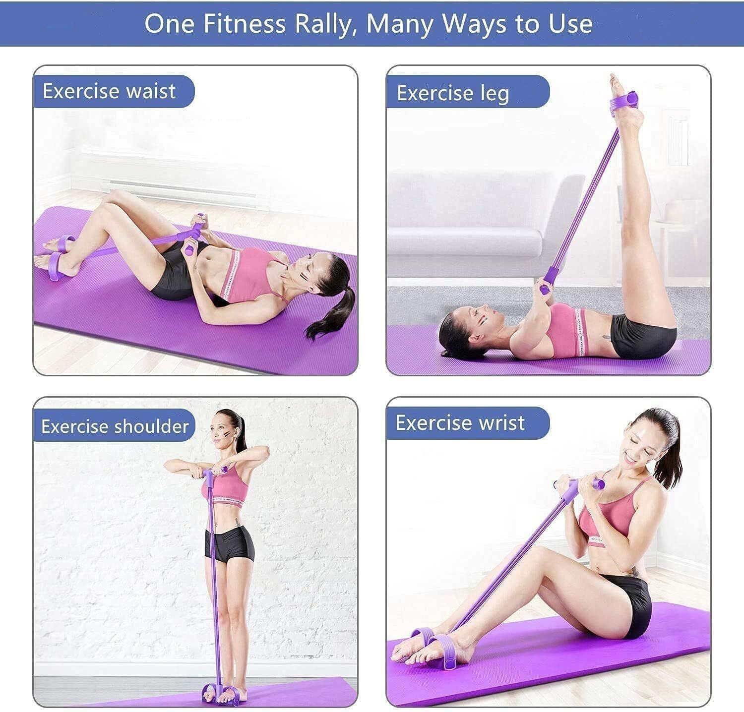 Image of FERVIK Resistance Pedal Exerciser 4 Tube Band Body Pull Reducer Fitness Resistance Tube