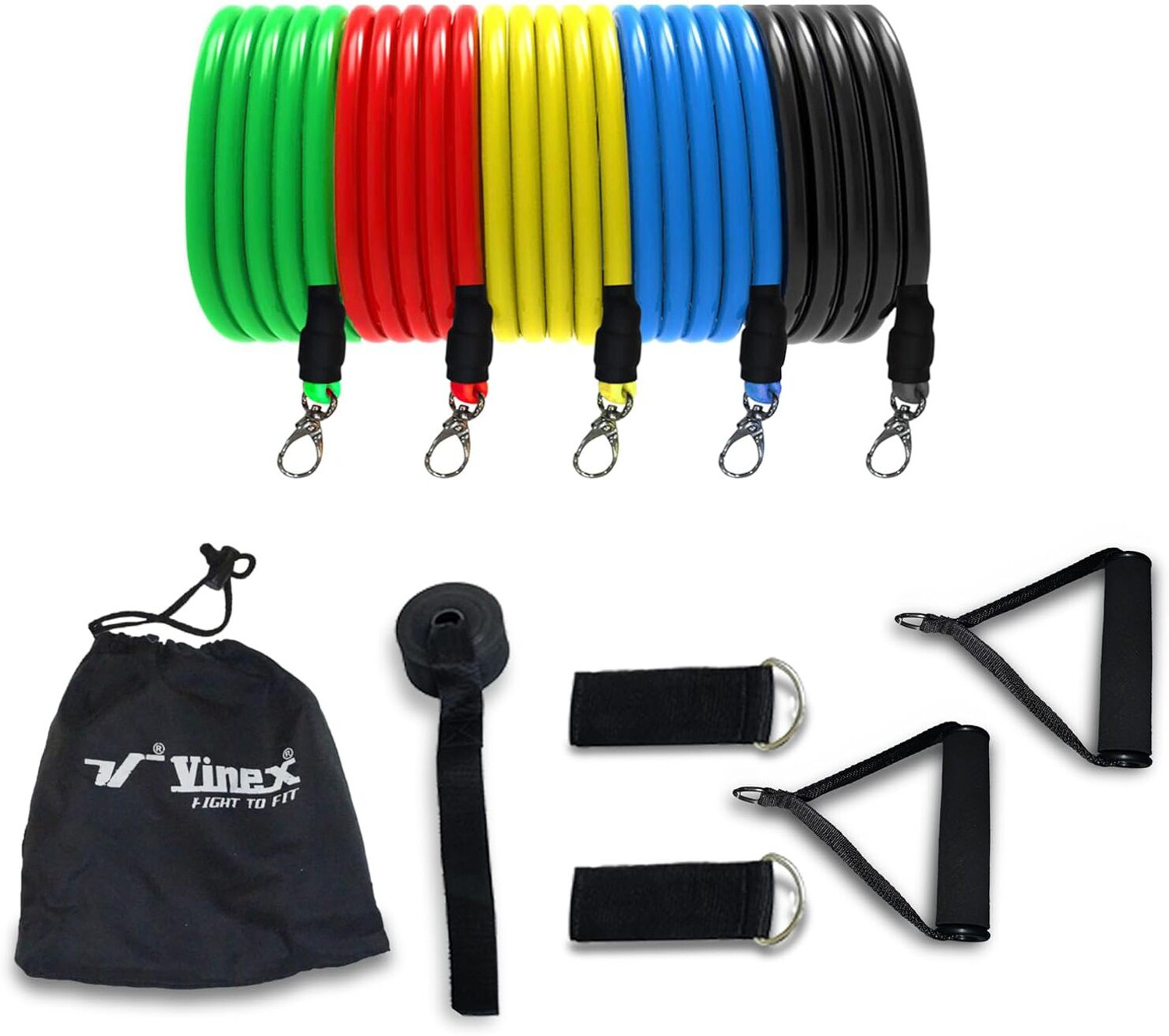 VINEX Resistance Tube Set (11 Pieces) | Multicolor Resistance Band Kit ...