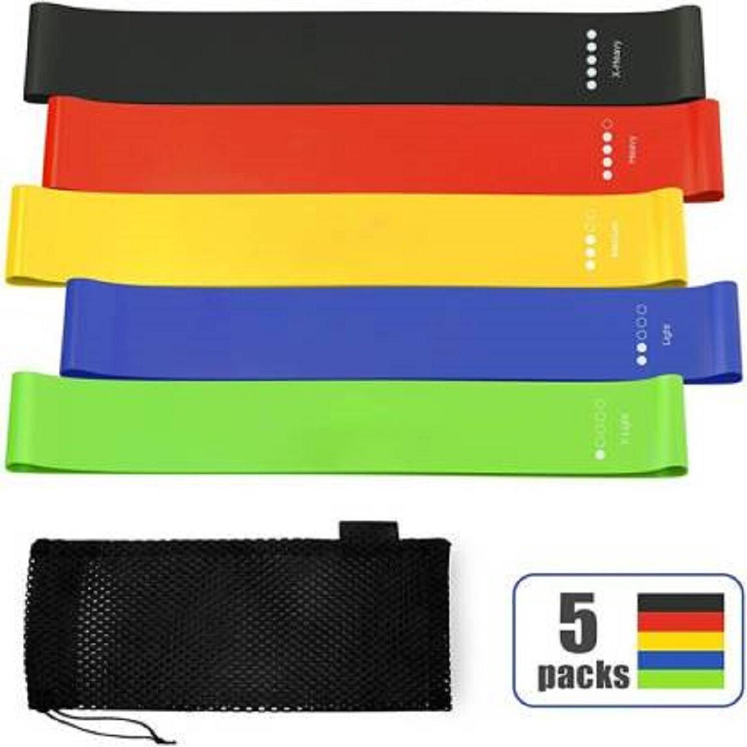 AWEZI Resistance Bands Set Of 5 Exercise Loops Bands for Home Fitness Yoga Resistance Tube