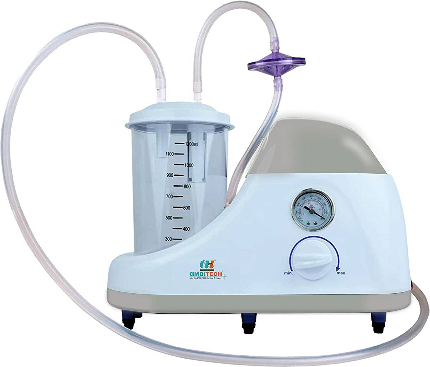 AMBITECH Portable phlegm Suction Unit 1000 ml Jar, Oil-free Lubrication Pump for Hospital Portable Phlegm Suction Machine Respiratory Exerciser
