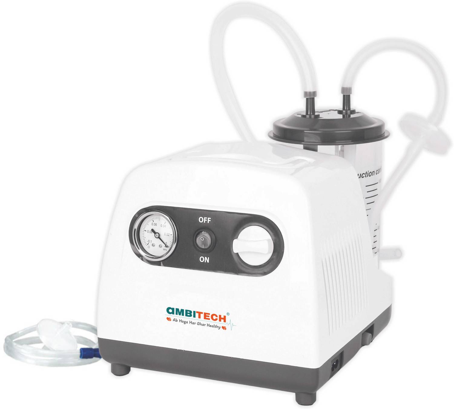 AMBITECH Portable Powered phlegm SuctionUnit, Oil-free Lubrication Pump (1 Year Warranty) Portable Respiratory Exerciser
