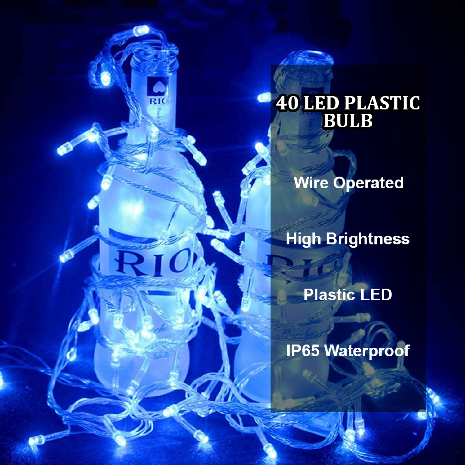 Image of FIZZYTECH 40 LEDs 11 m Blue Flickering String Rice Lights