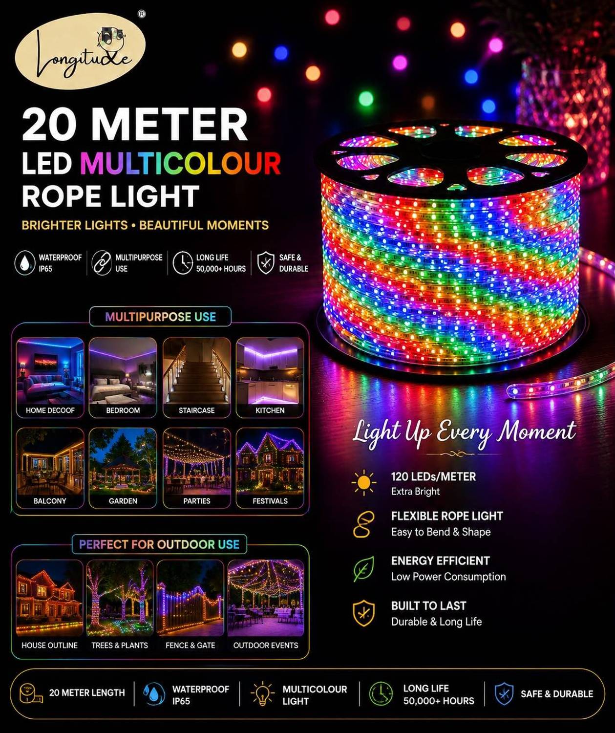 Longitude 1250 LEDs 20m Multicolor Strip Lights - Image 2