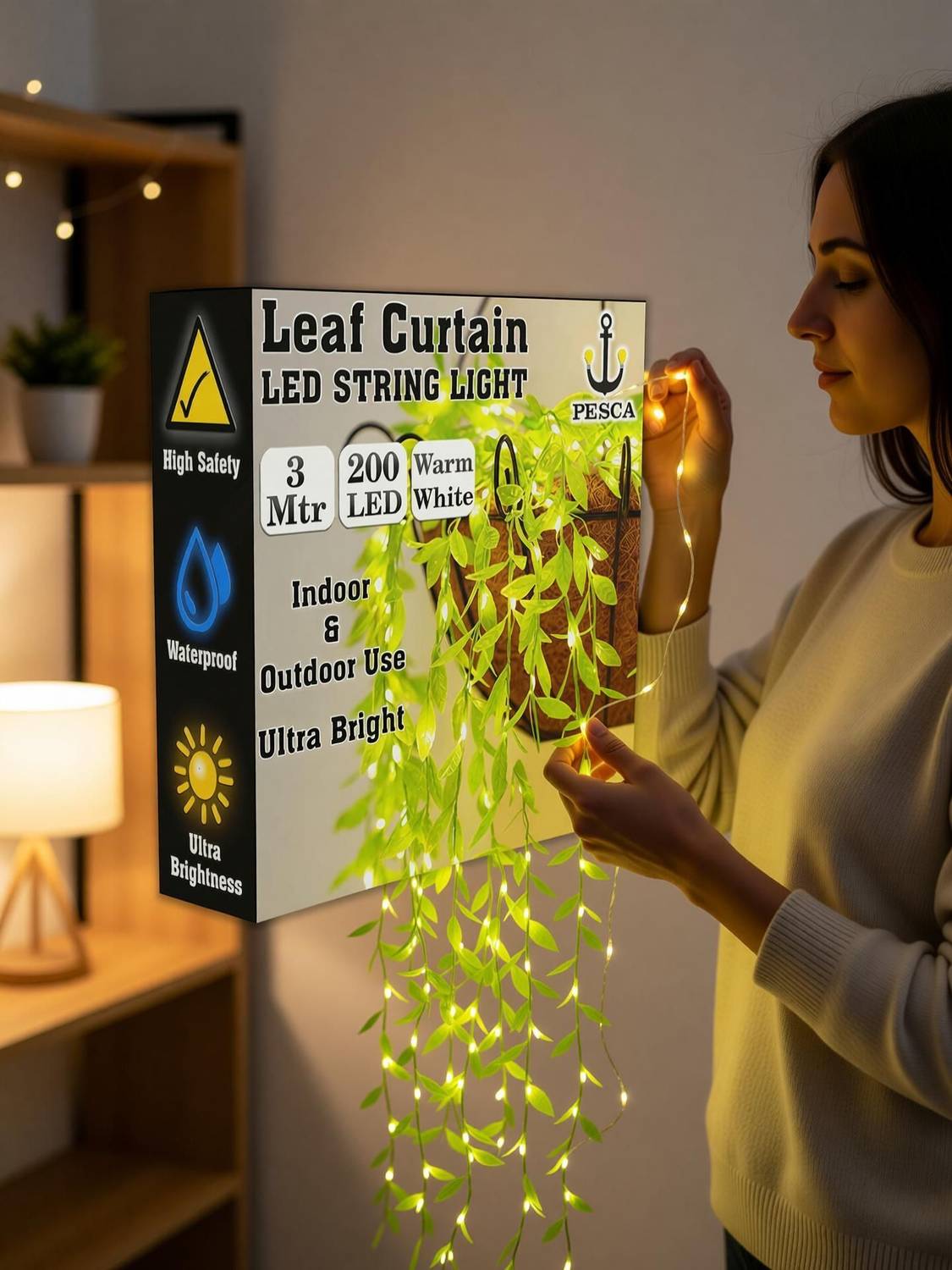PESCA 200 LEDs 3m Yellow Leaf Lights - Image 2