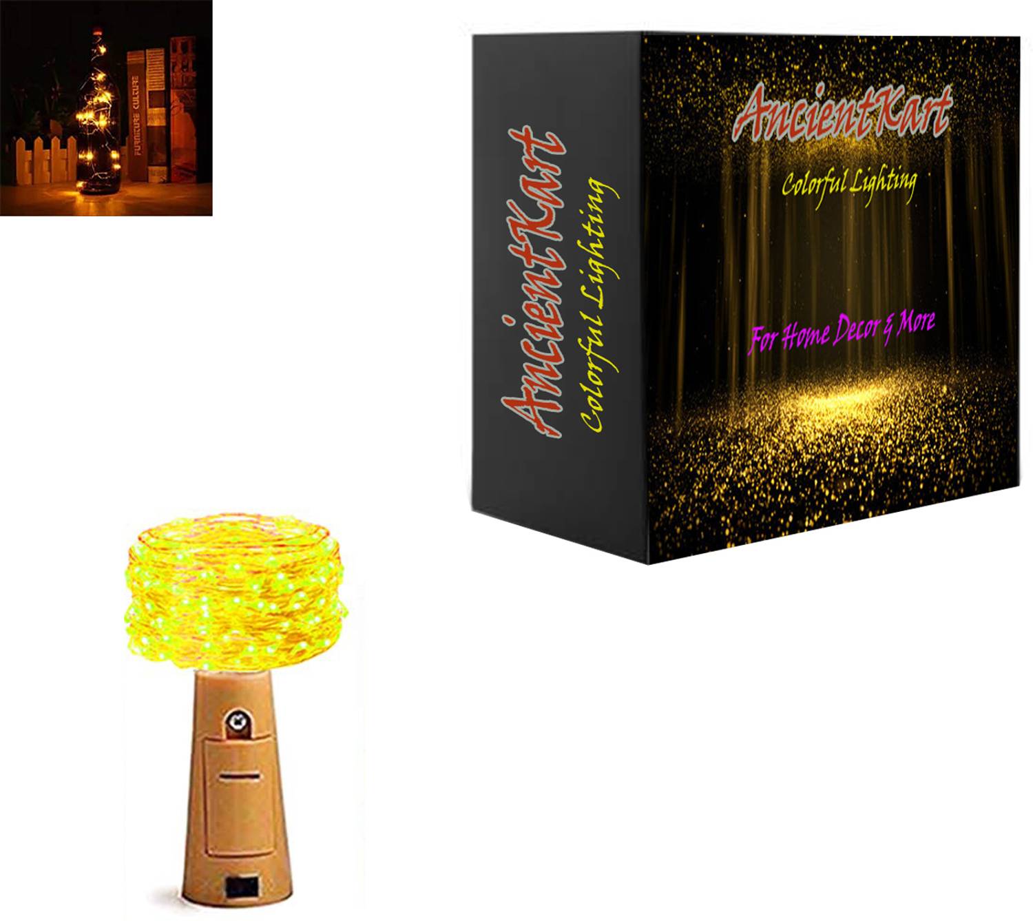 AncientKart 20 LEDs 2 m Yellow Steady Bulb Rice Lights