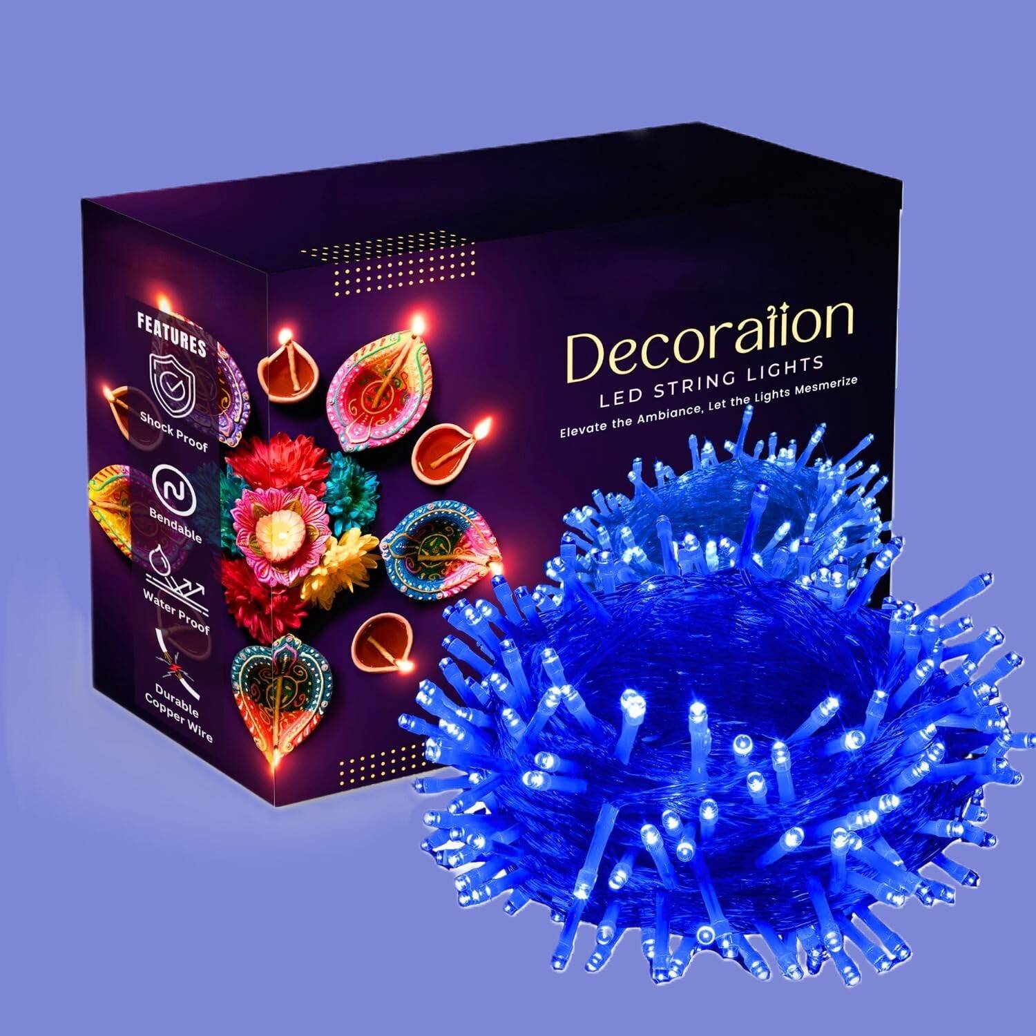 Aayansh Collection 42 LEDs 12 m Blue Steady Bulb Rice Lights