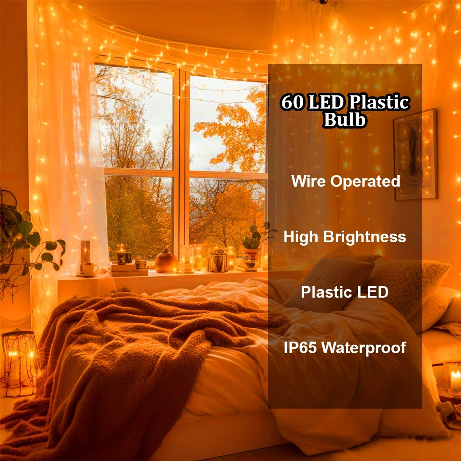 Image of FIZZYTECH 60 LEDs 20 m Orange Steady String Rice Lights