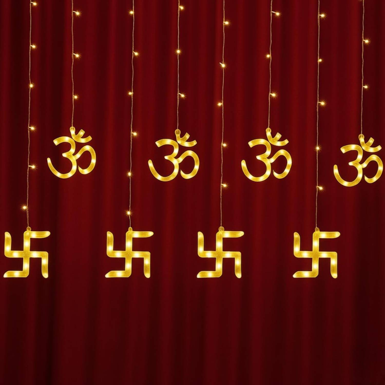 XERGY 138 LEDs 2 m Gold Flickering, Steady Swastik Rice Lights (P