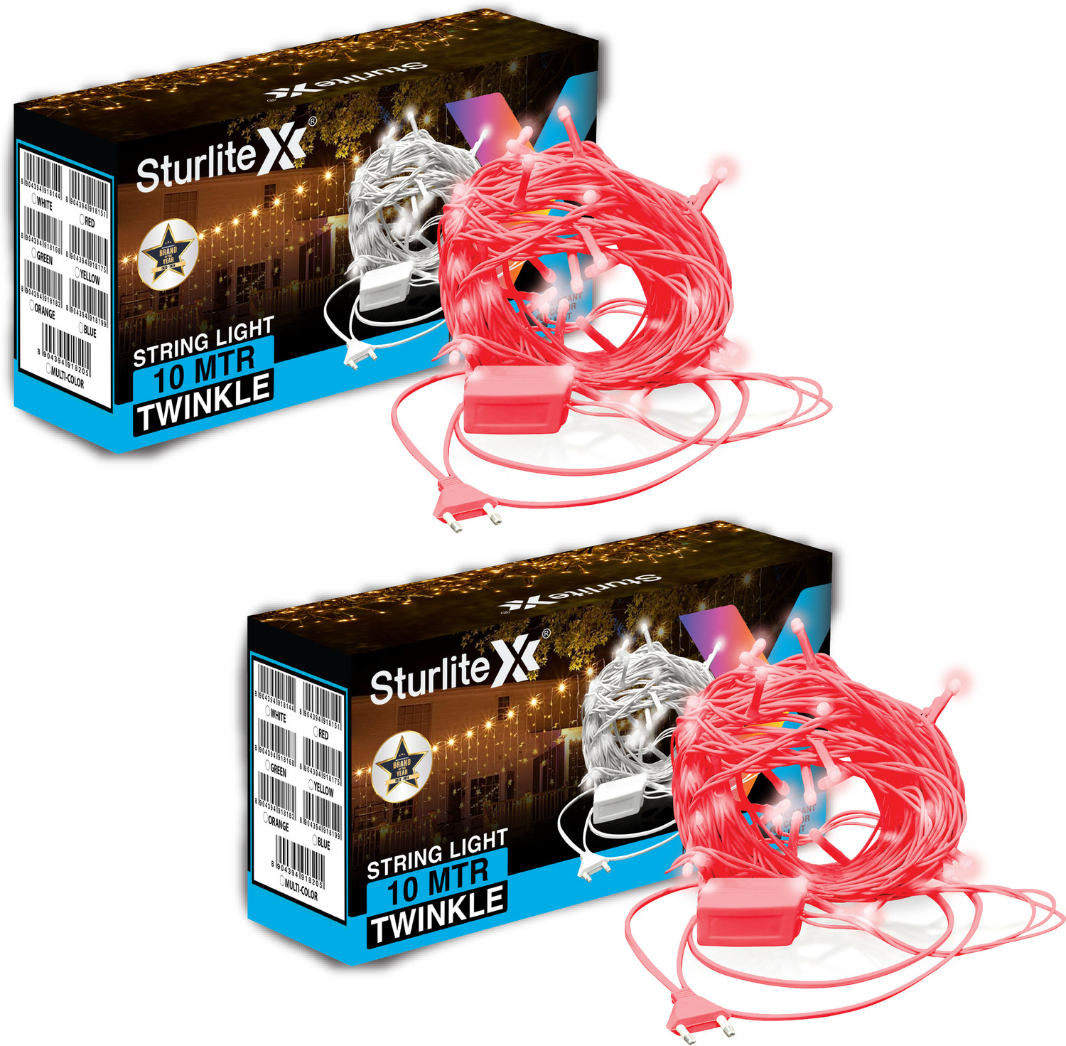 Image of Sturlite 46 LEDs 10 m Red Flickering, Steady Bulb Rice Lights
