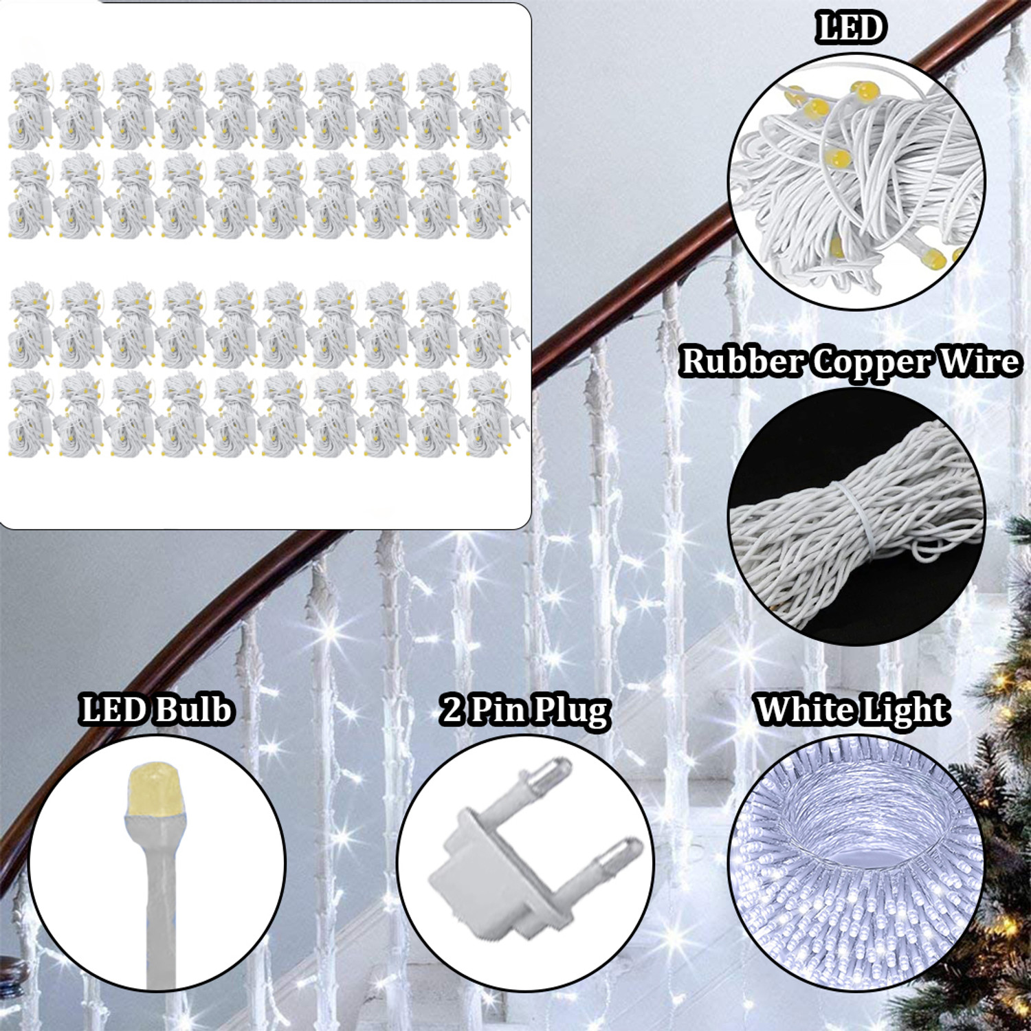Image of FIZZYTECH 40 LEDs 11 m White Flickering String Rice Lights