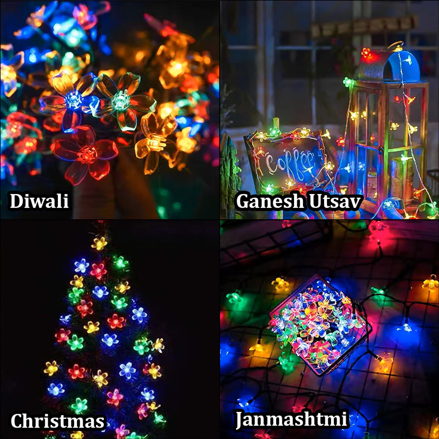 Image of FIZZYTECH 50 LEDs 10 m Multicolor Steady Flower Rice Lights