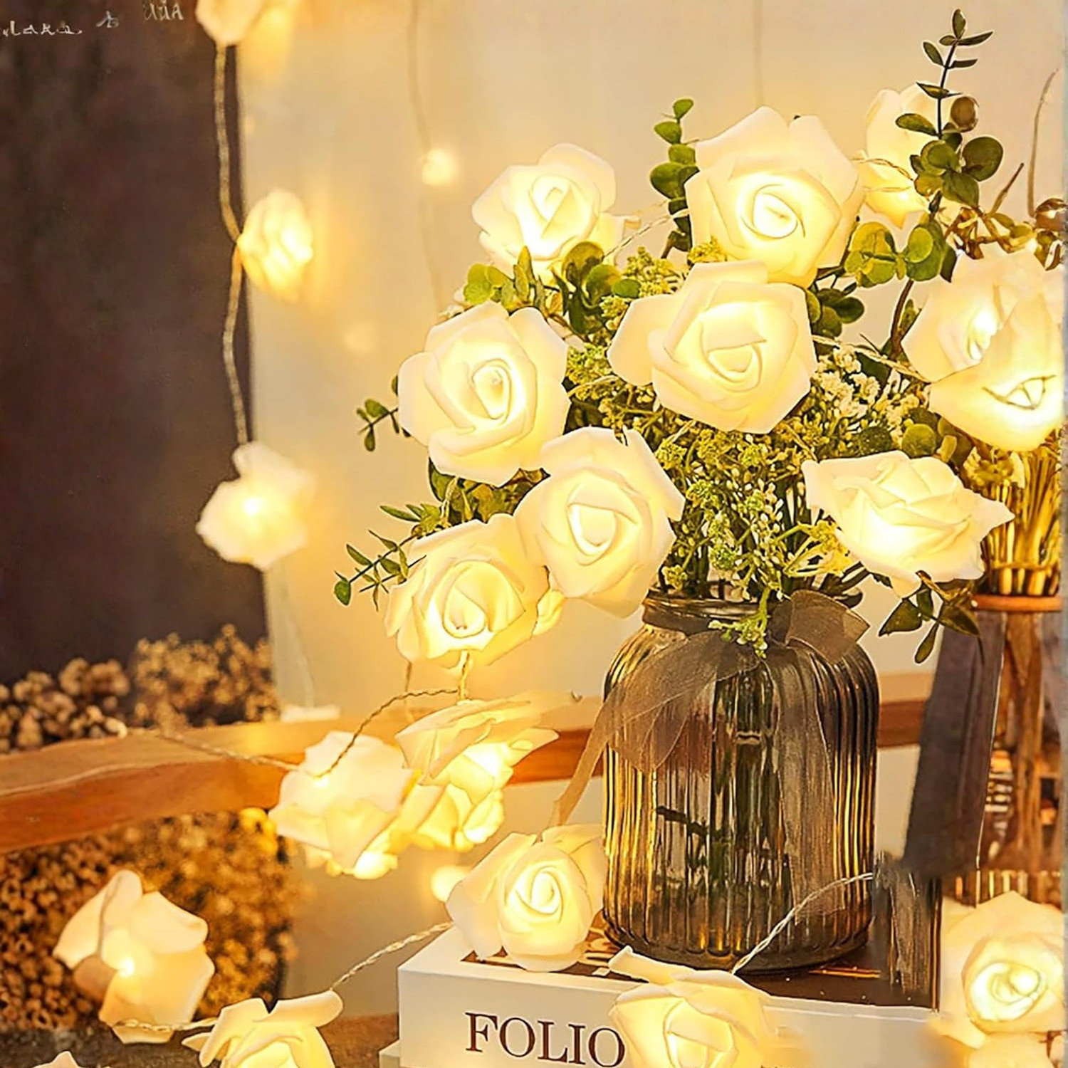Image of One94Store 14 LEDs 3 m Yellow Steady Flower Rice Lights