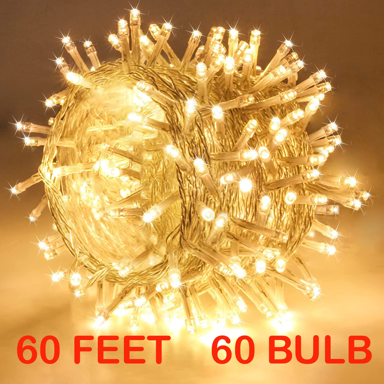 Image of VENPLANET 60 LEDs 18 m Yellow Steady String Rice Lights