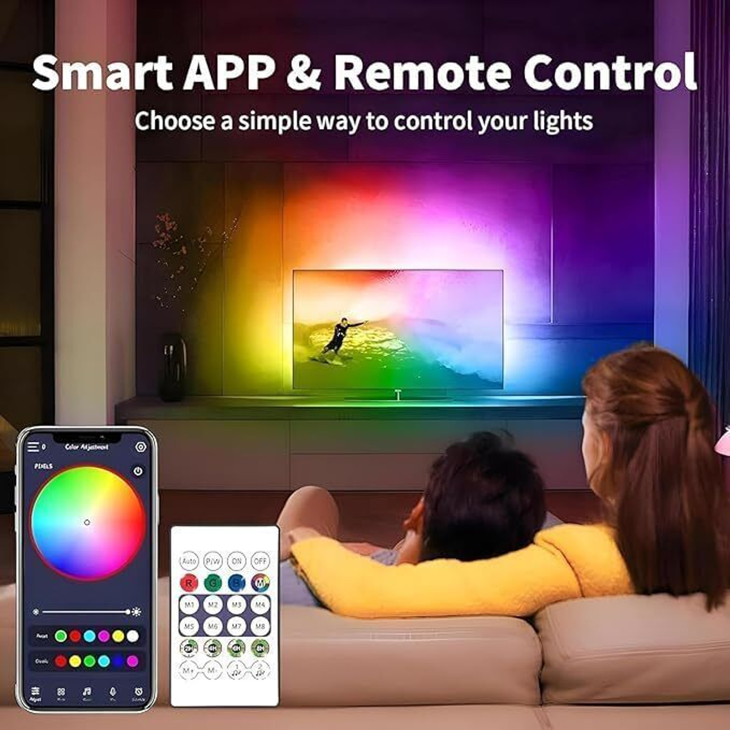 Image of AI SMART 600 LEDs 5 m Red, Green, Blue Flickering, Steady, Color Changing Strip Rice Lights