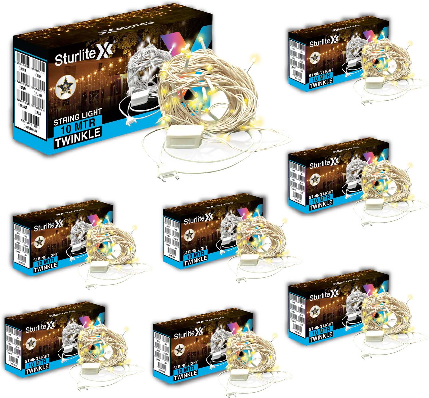 Image of Sturlite 46 LEDs 10 m Yellow Flickering, Steady Bulb Rice Lights