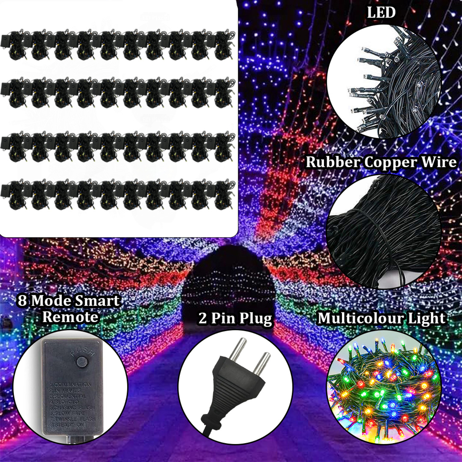 Image of FIZZYTECH 40 LEDs 11 m Multicolor Flickering String Rice Lights