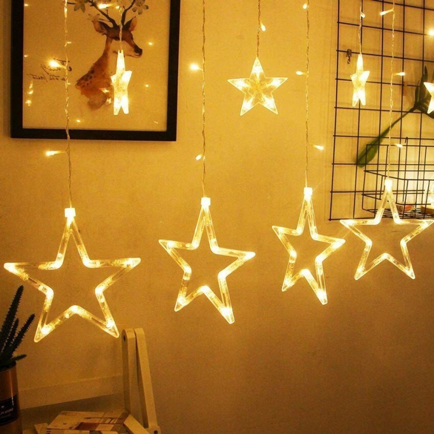 Image of Blissbells 138 LEDs 5.11 m Yellow Steady, Flickering Star Rice Lights (Pack of 1)