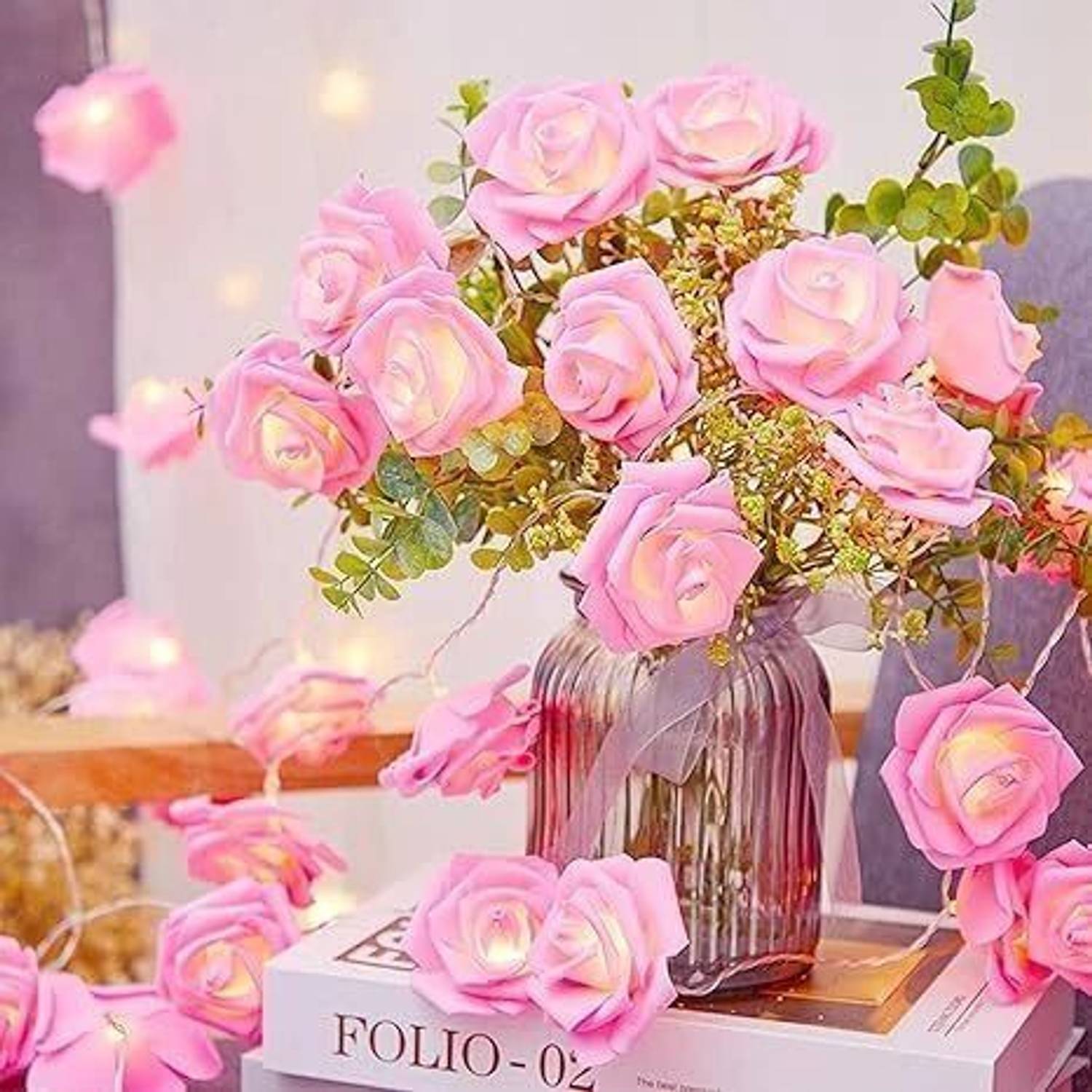 Refulgix 14 LEDs 3 m Pink Steady Flower Rice Lights (Pack of 1)