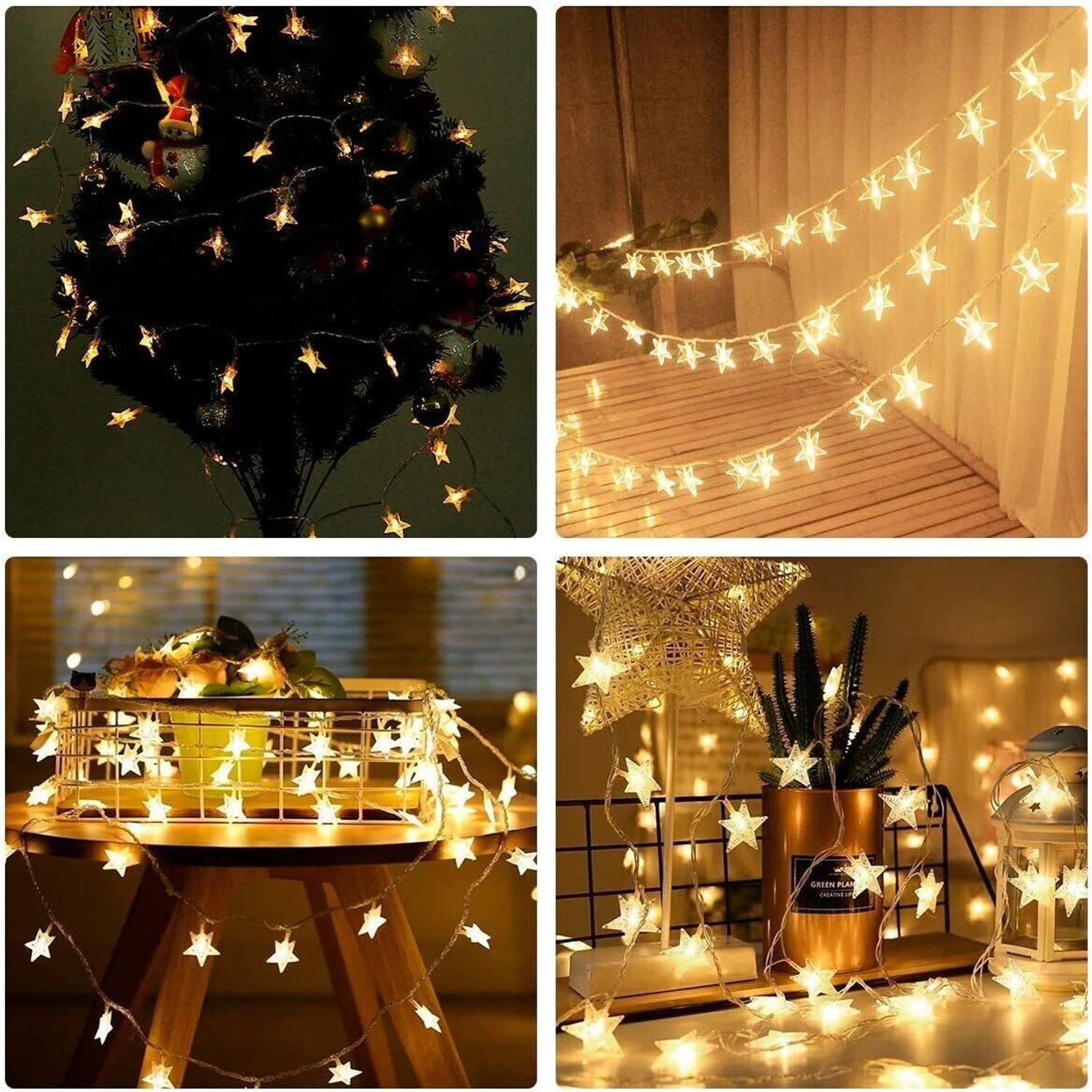 Image of Home Delight 14 LEDs 4 m Yellow Steady Star Rice Lights