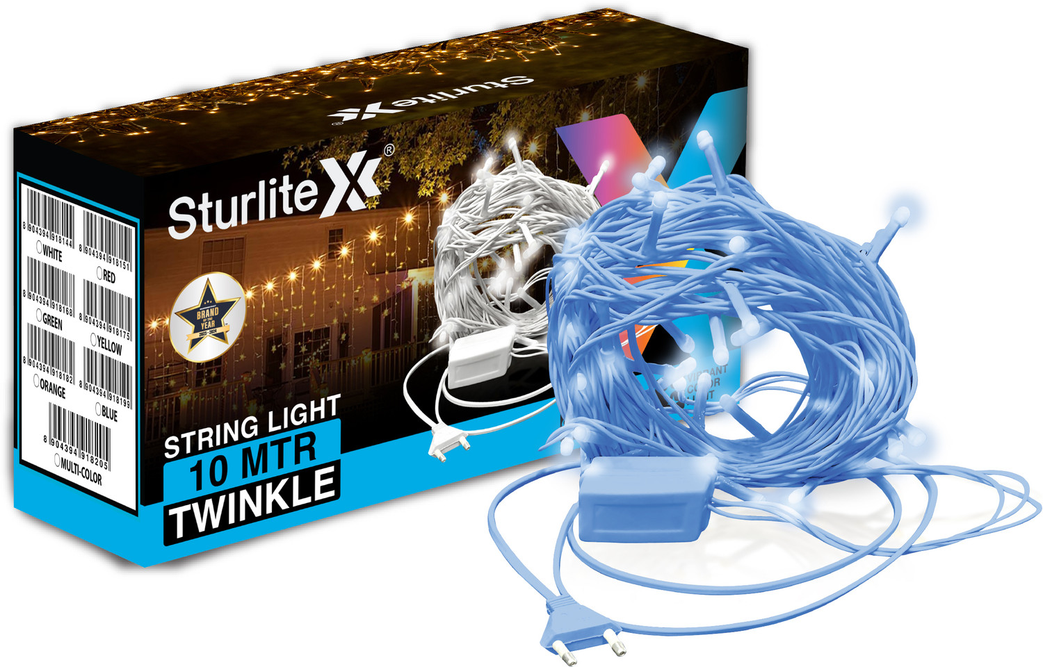 Image of Sturlite 46 LEDs 10 m Blue Flickering, Steady Bulb Rice Lights
