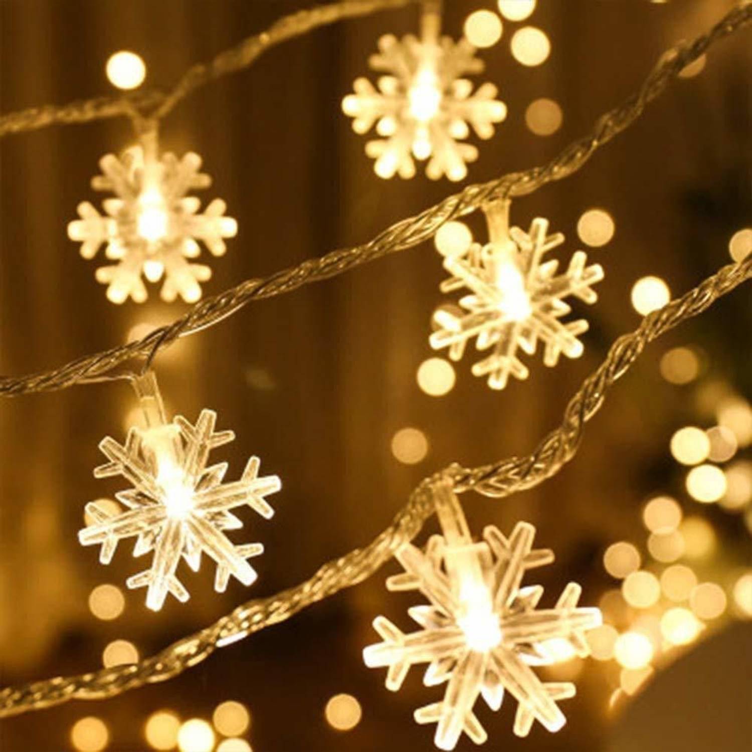 QUACE 16 LEDs 3 m Yellow Steady Snow Flake Rice Lights (Pack of 1