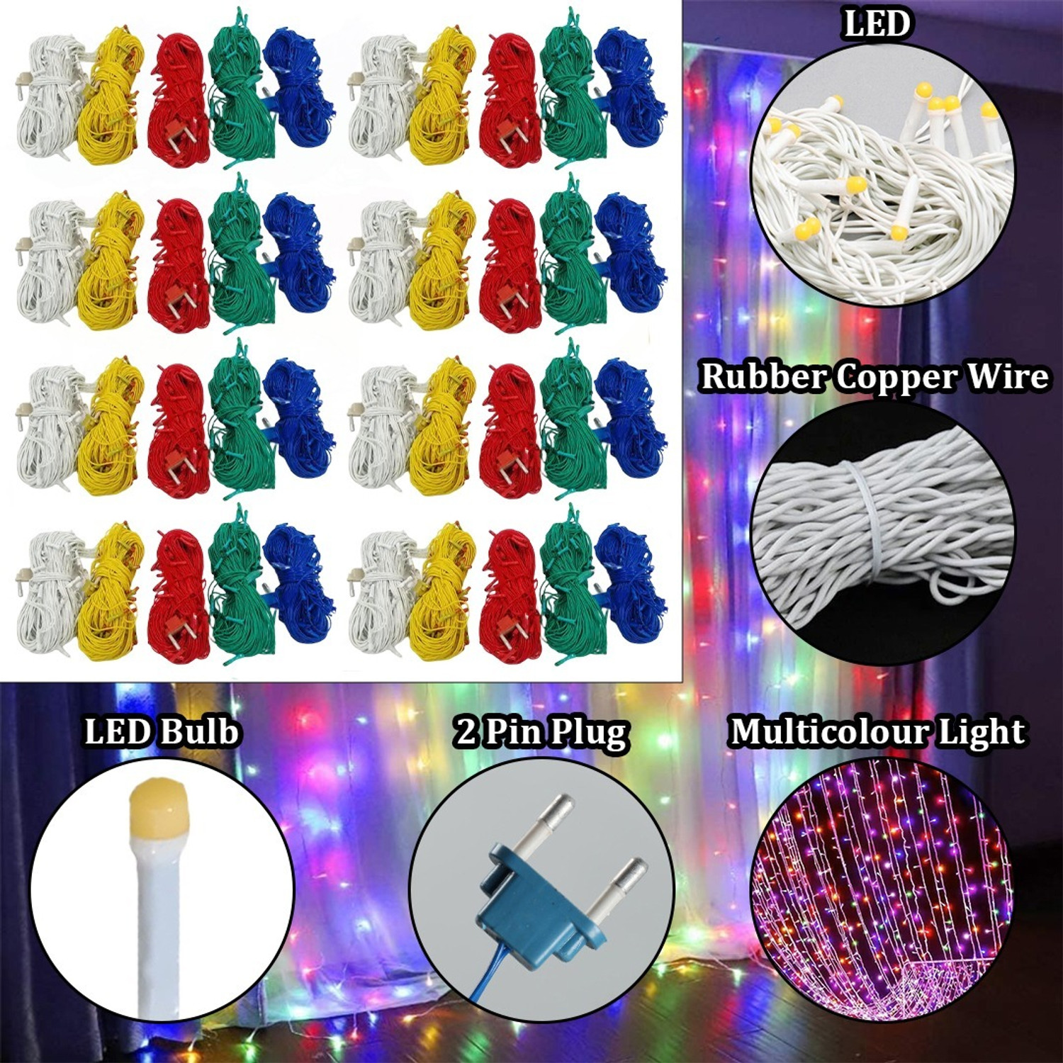Image of FIZZYTECH 40 LEDs 11 m Multicolor Steady String Rice Lights