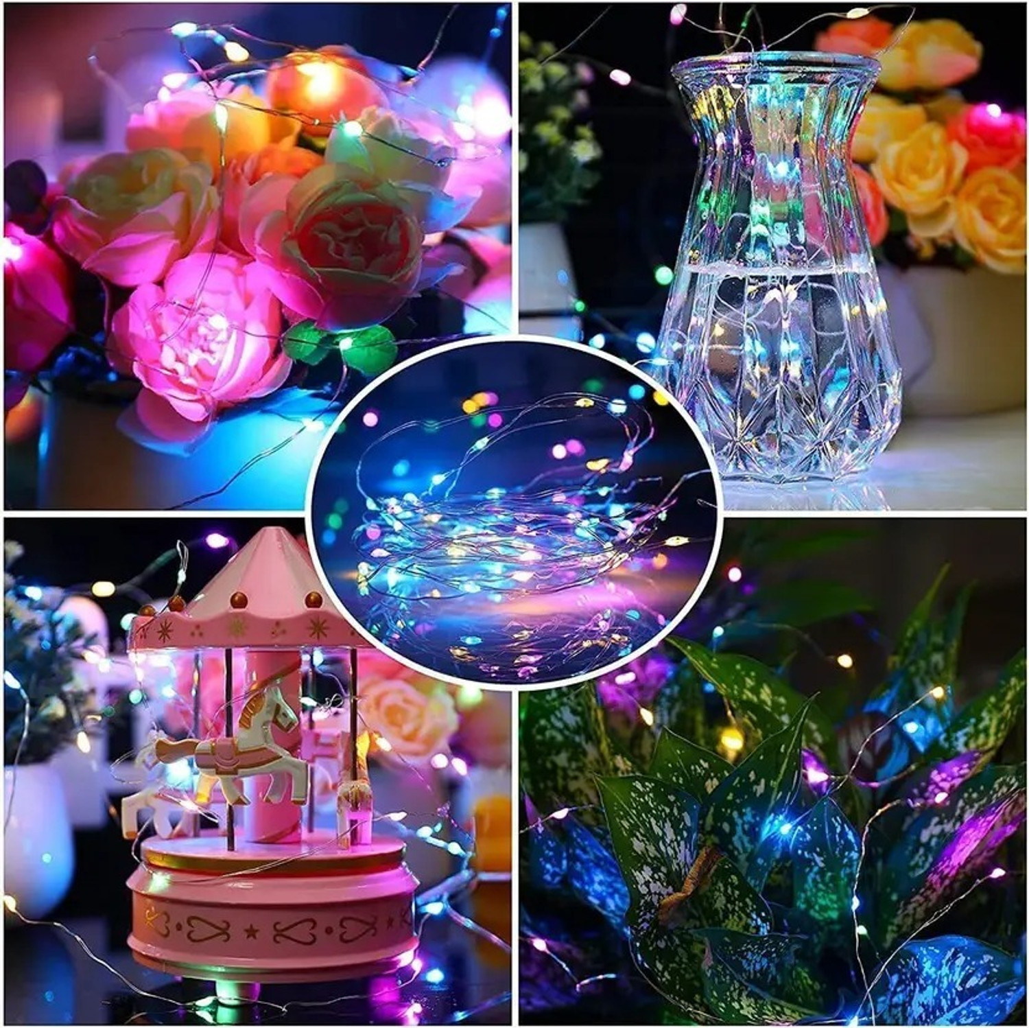 Image of sidhguru 20 LEDs 2 m Multicolor Flickering String Rice Lights