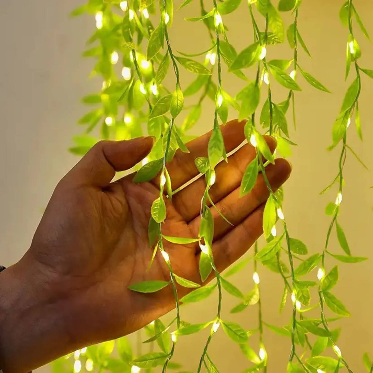 KCS Lite 200 LEDs 3 m Yellow Flickering Leaf Rice Lights (Pack of