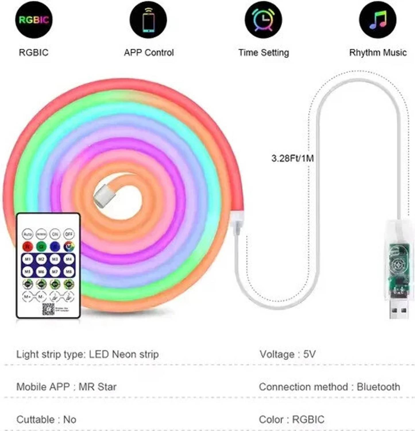sumraj 12 LEDs 5m Multicolor Flickering Strip Lights - Image 4